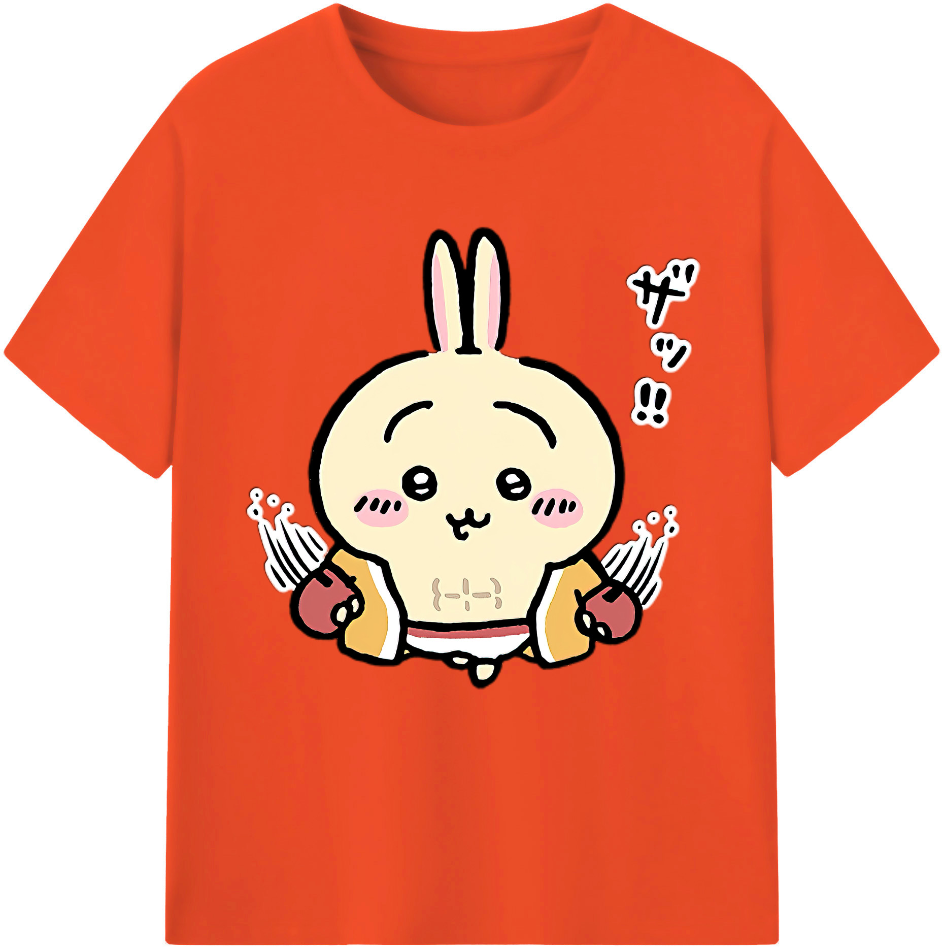 （画像用） ちいかわ うさぎ Chii-kawa usagi 綿100％半袖Tシャツ（フロントプリント）