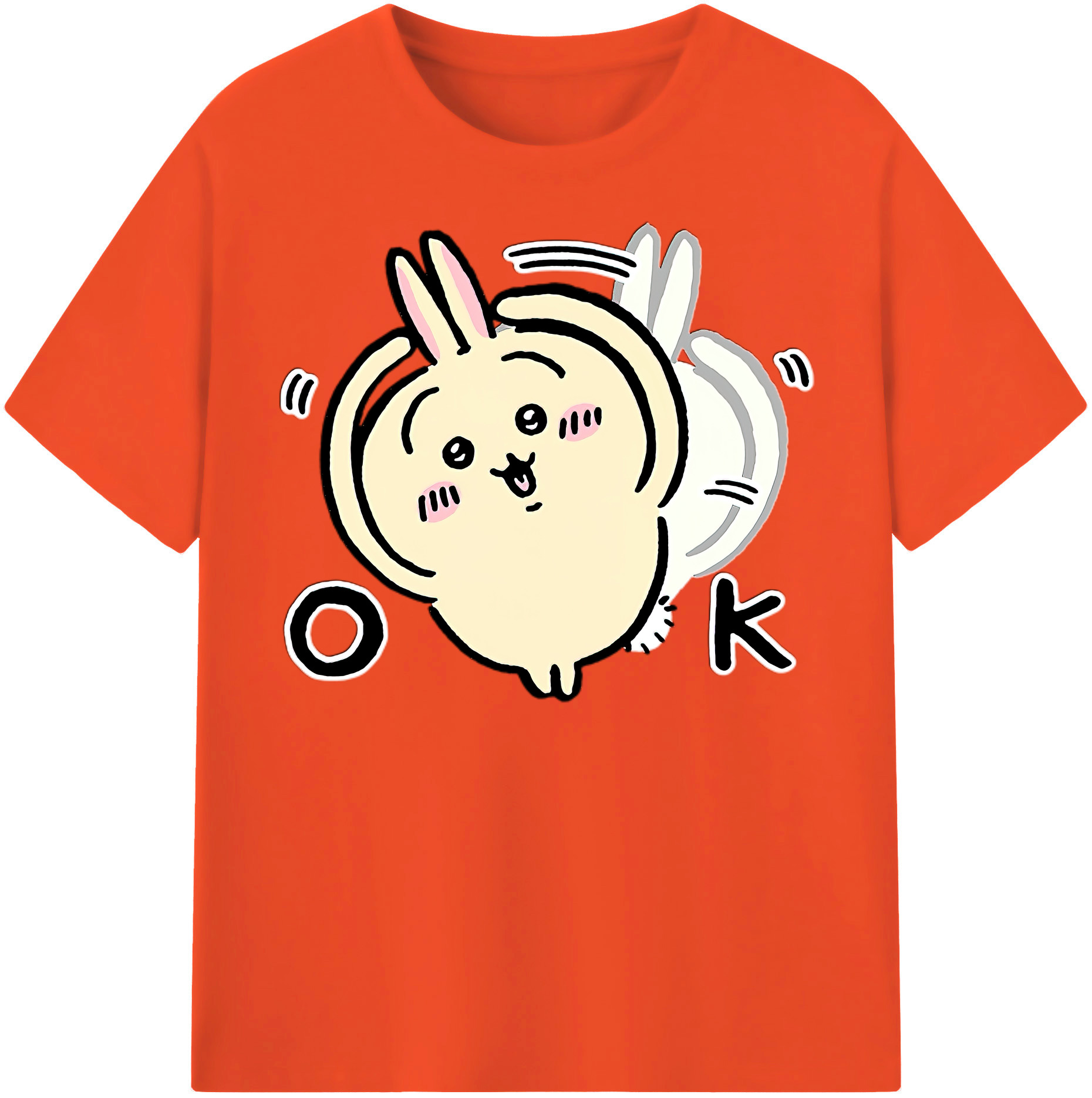 （画像用） ちいかわ うさぎ Chii-kawa usagi 綿100％半袖Tシャツ（フロントプリント）
