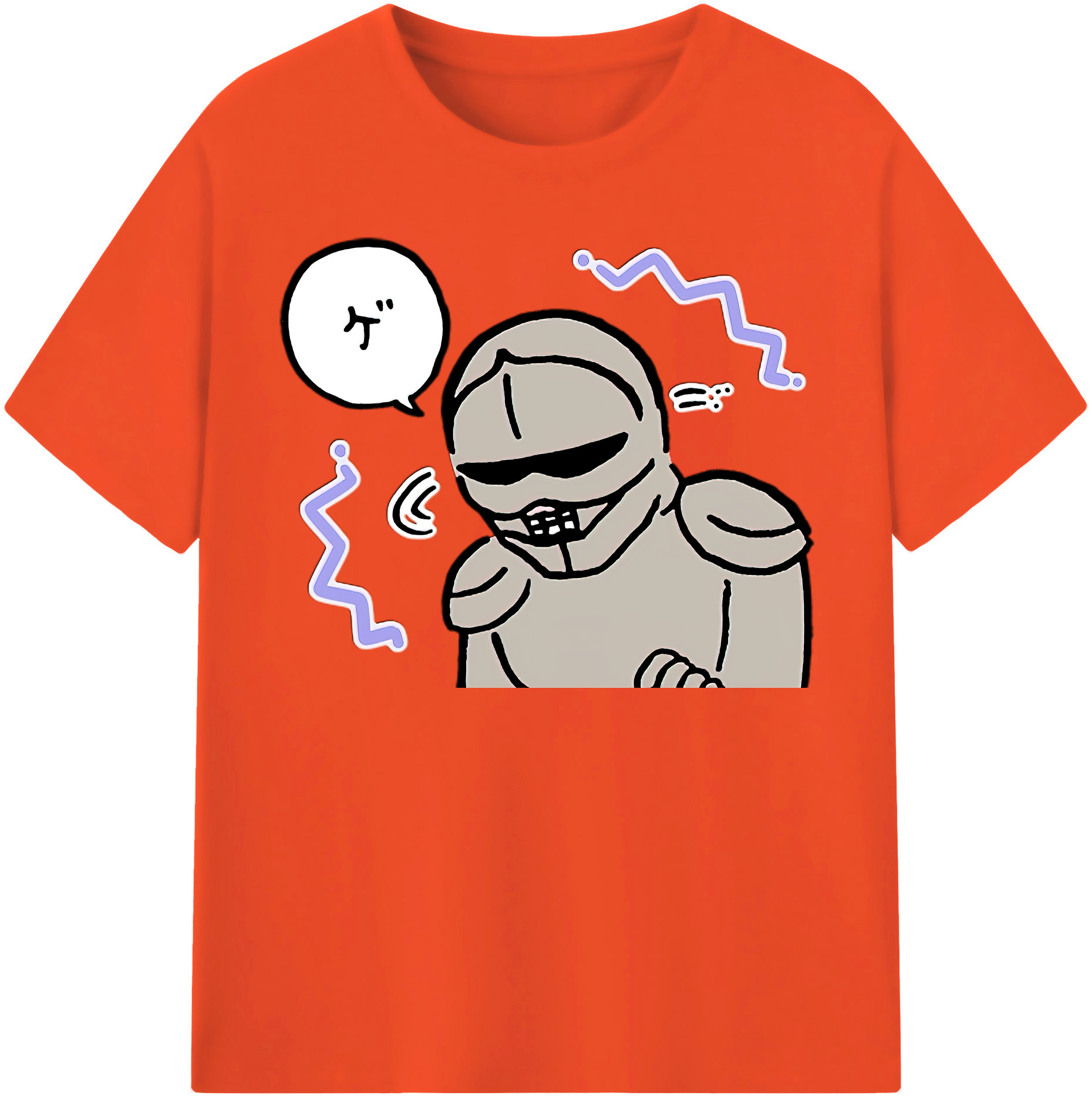 （画像用） ちいかわ 労働の鎧さん Chii-kawa Mr. Armor of Labor 綿100％半袖Tシャツ（フロントプリント）