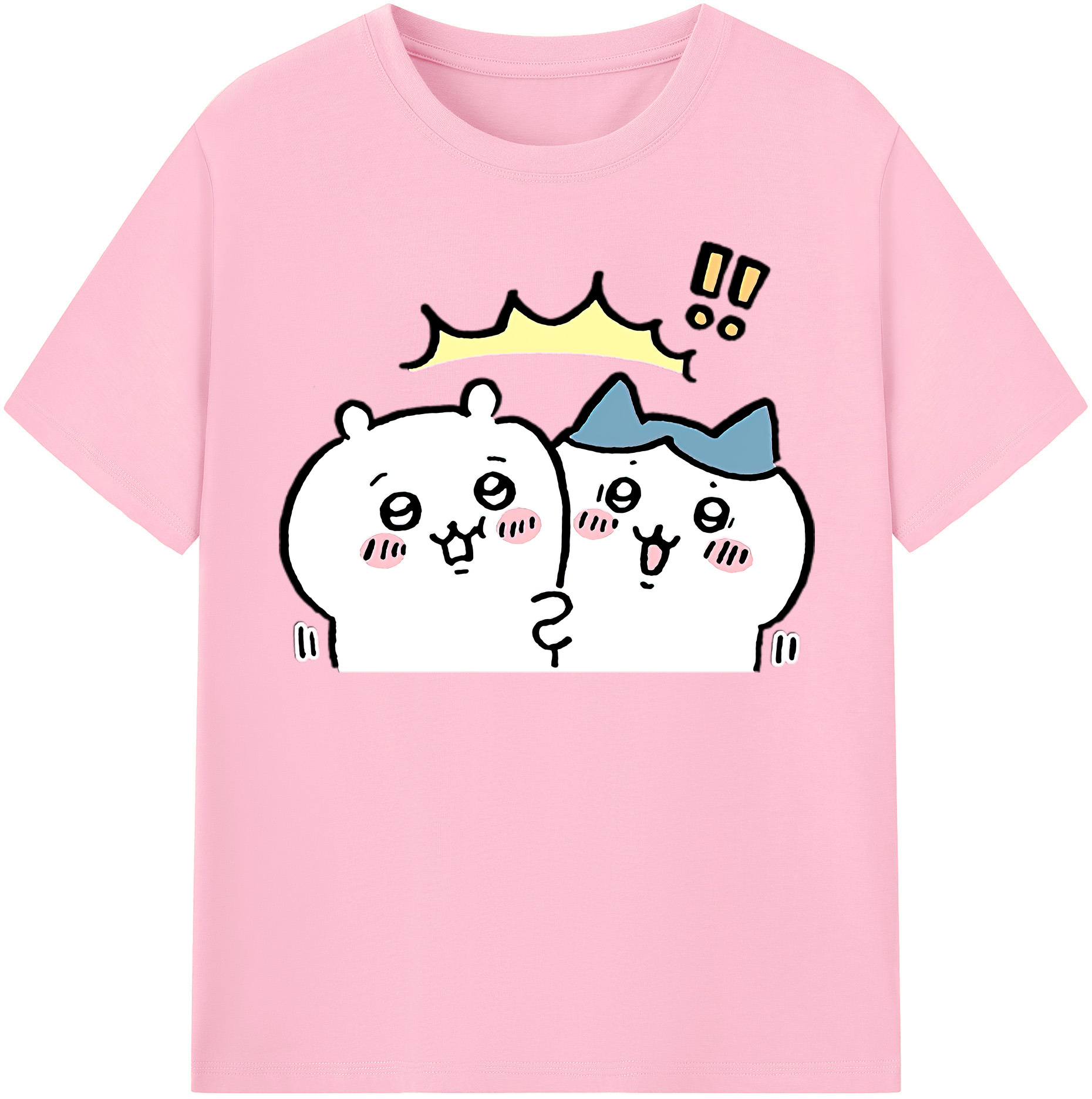 （画像用） ちいかわ ハチワレ Chii-kawa hachiware 綿100％半袖Tシャツ（フロントプリント）