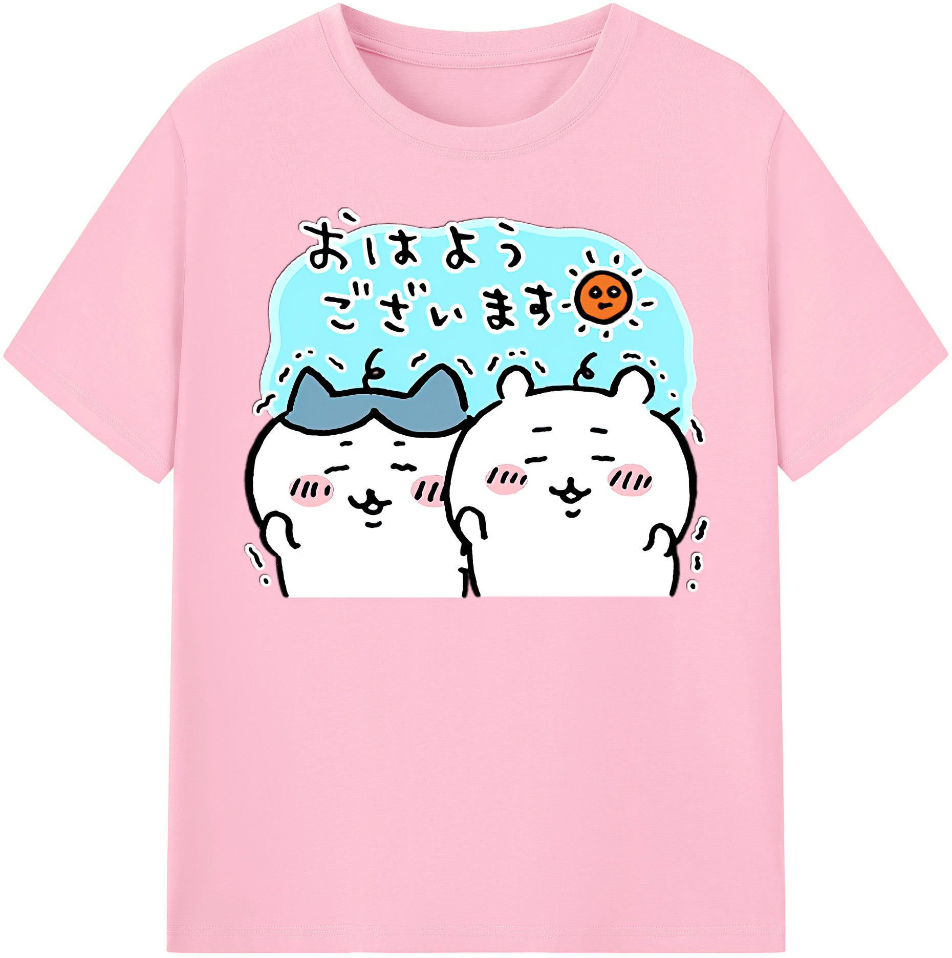 （画像用） ちいかわ ハチワレ Chii-kawa hachiware 綿100％半袖Tシャツ（フロントプリント）