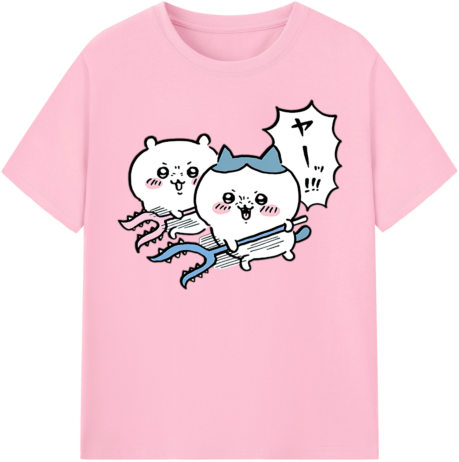 （画像用） ちいかわ ハチワレ Chii-kawa hachiware 綿100％半袖Tシャツ（フロントプリント）