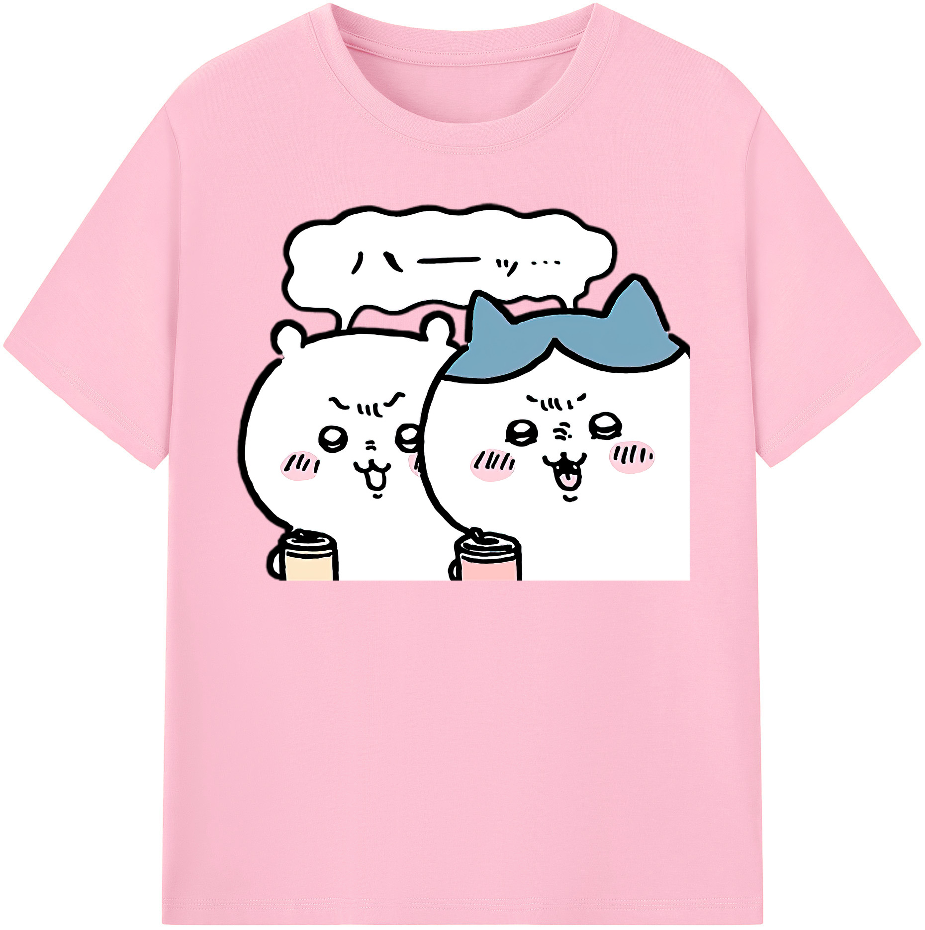 （画像用） ちいかわ ハチワレ Chii-kawa hachiware 綿100％半袖Tシャツ（フロントプリント）