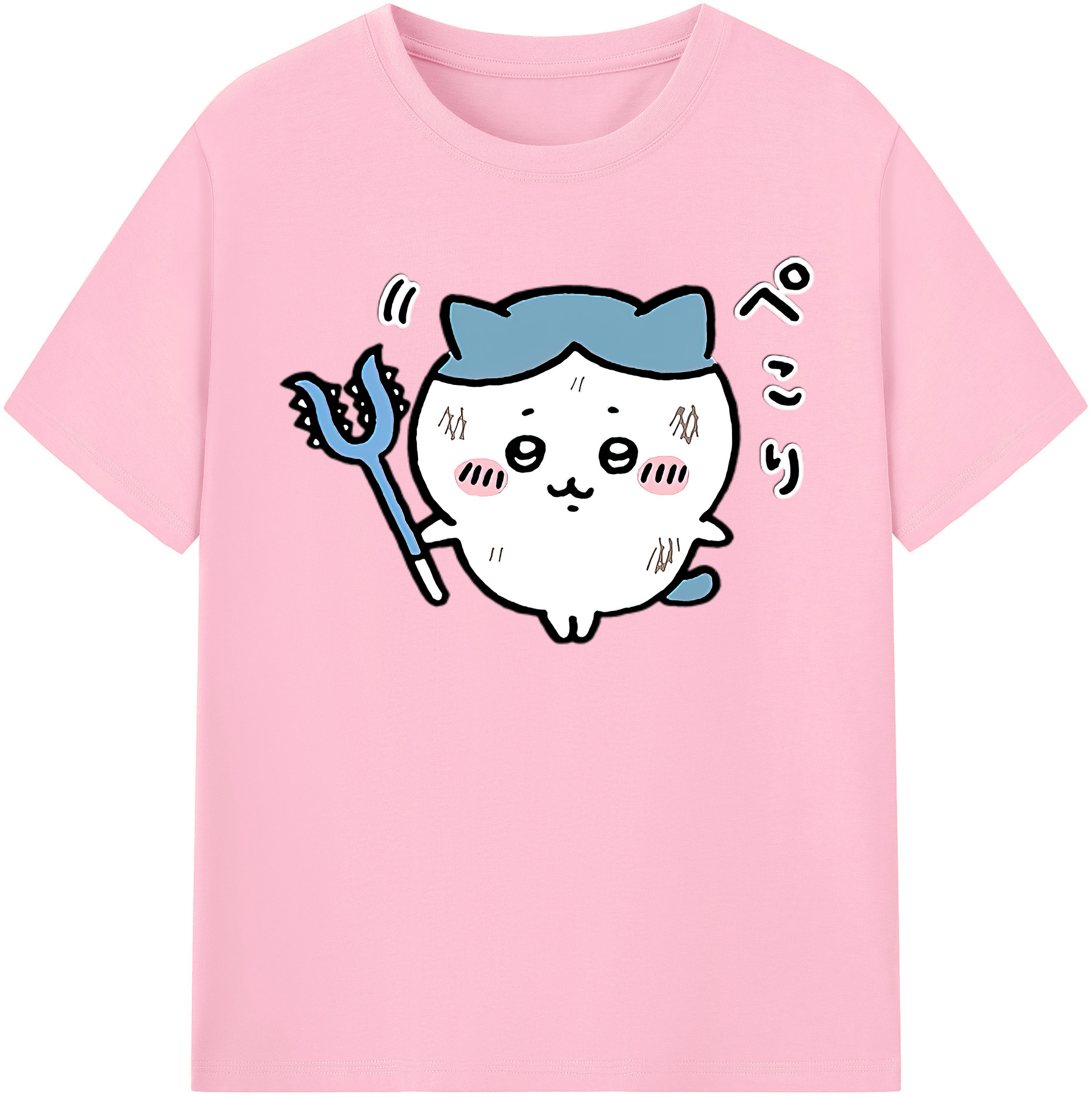 （画像用） ちいかわ ハチワレ Chii-kawa hachiware 綿100％半袖Tシャツ（フロントプリント）