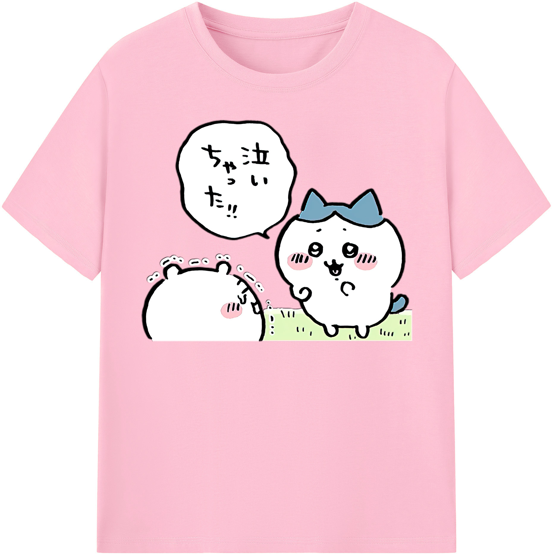 （画像用） ちいかわ ハチワレ Chii-kawa hachiware 綿100％半袖Tシャツ（フロントプリント）