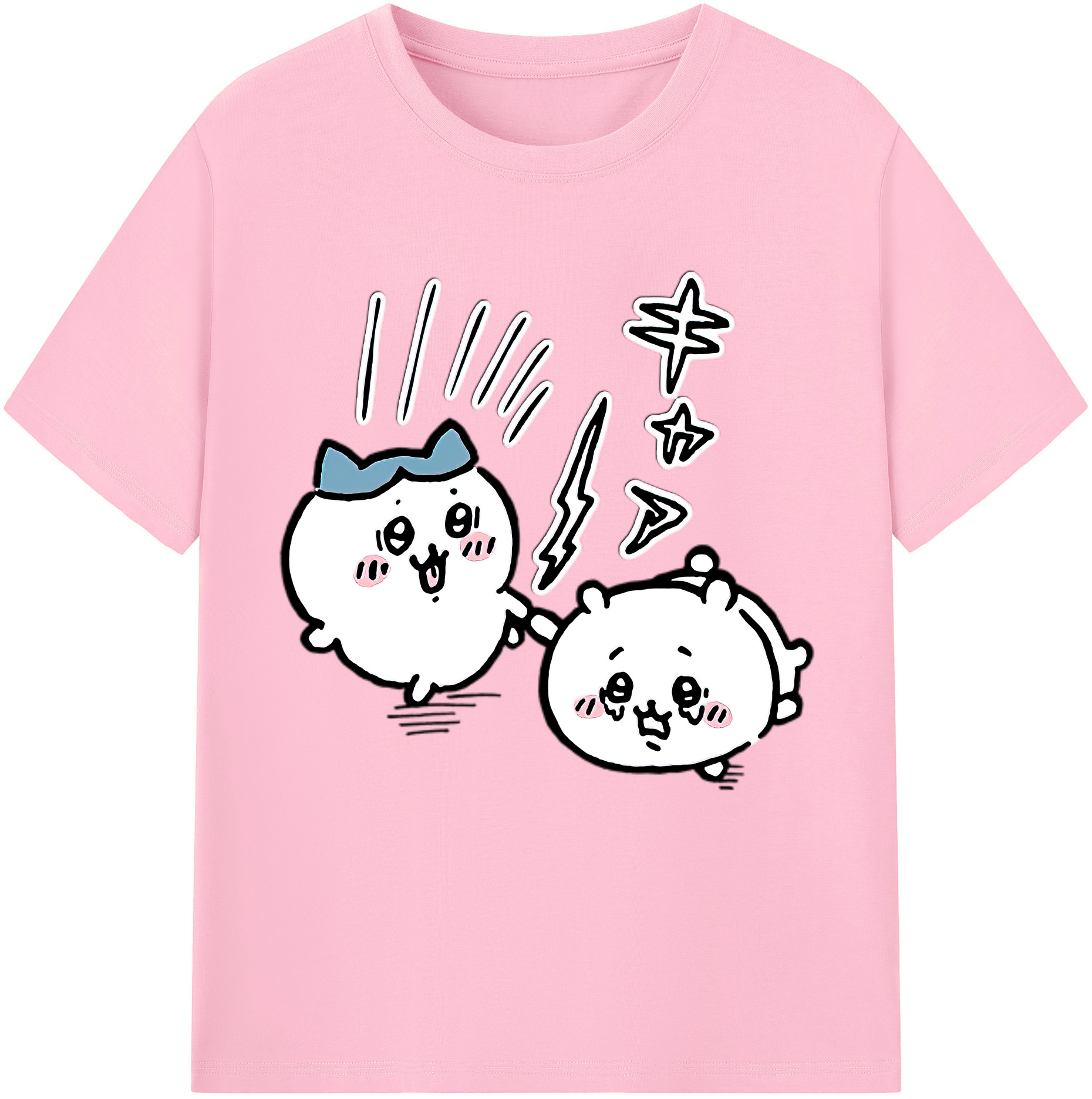（画像用） ちいかわ ハチワレ Chii-kawa hachiware 綿100％半袖Tシャツ（フロントプリント）