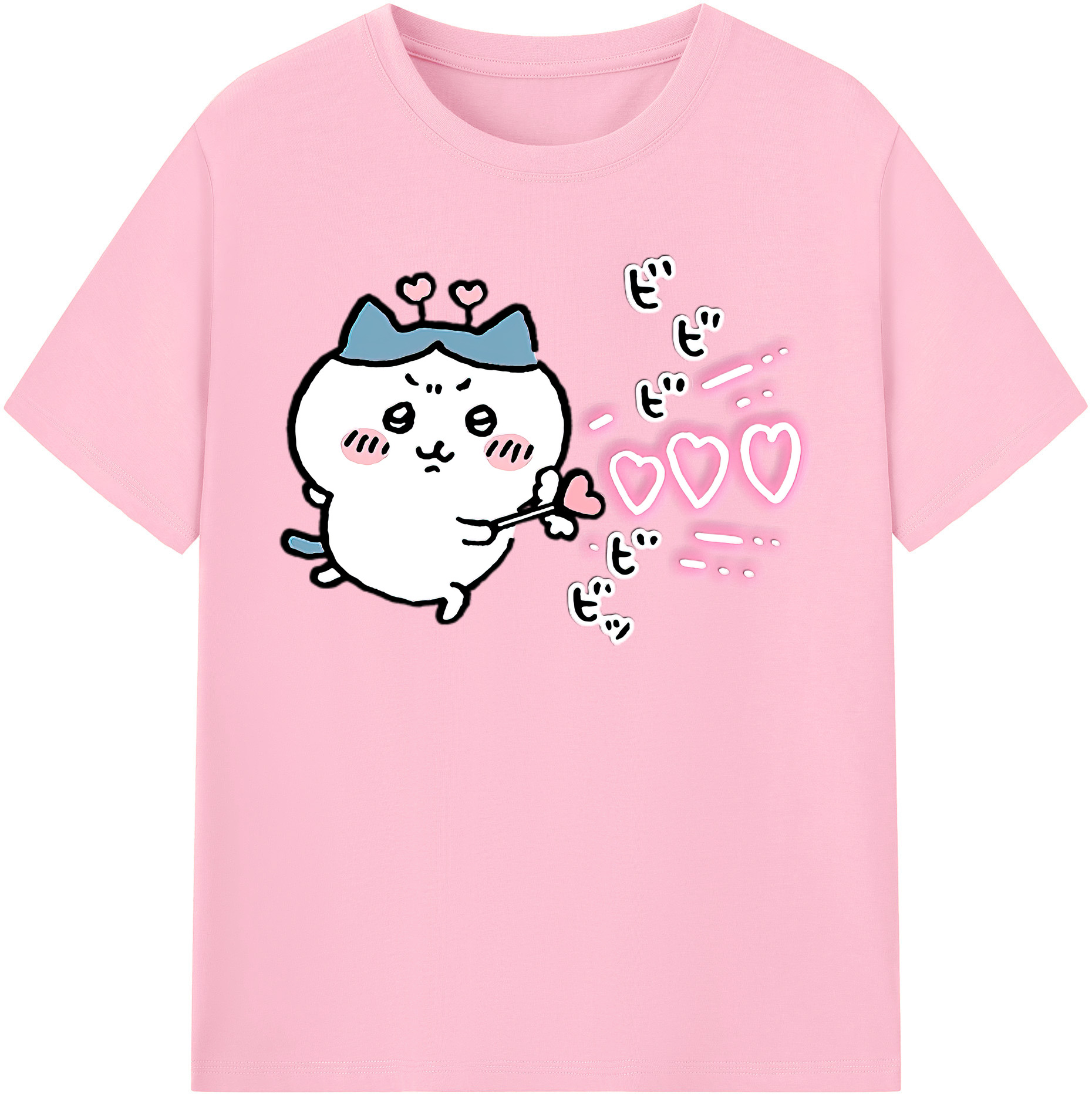 （画像用） ちいかわ ハチワレ Chii-kawa hachiware 綿100％半袖Tシャツ（フロントプリント）