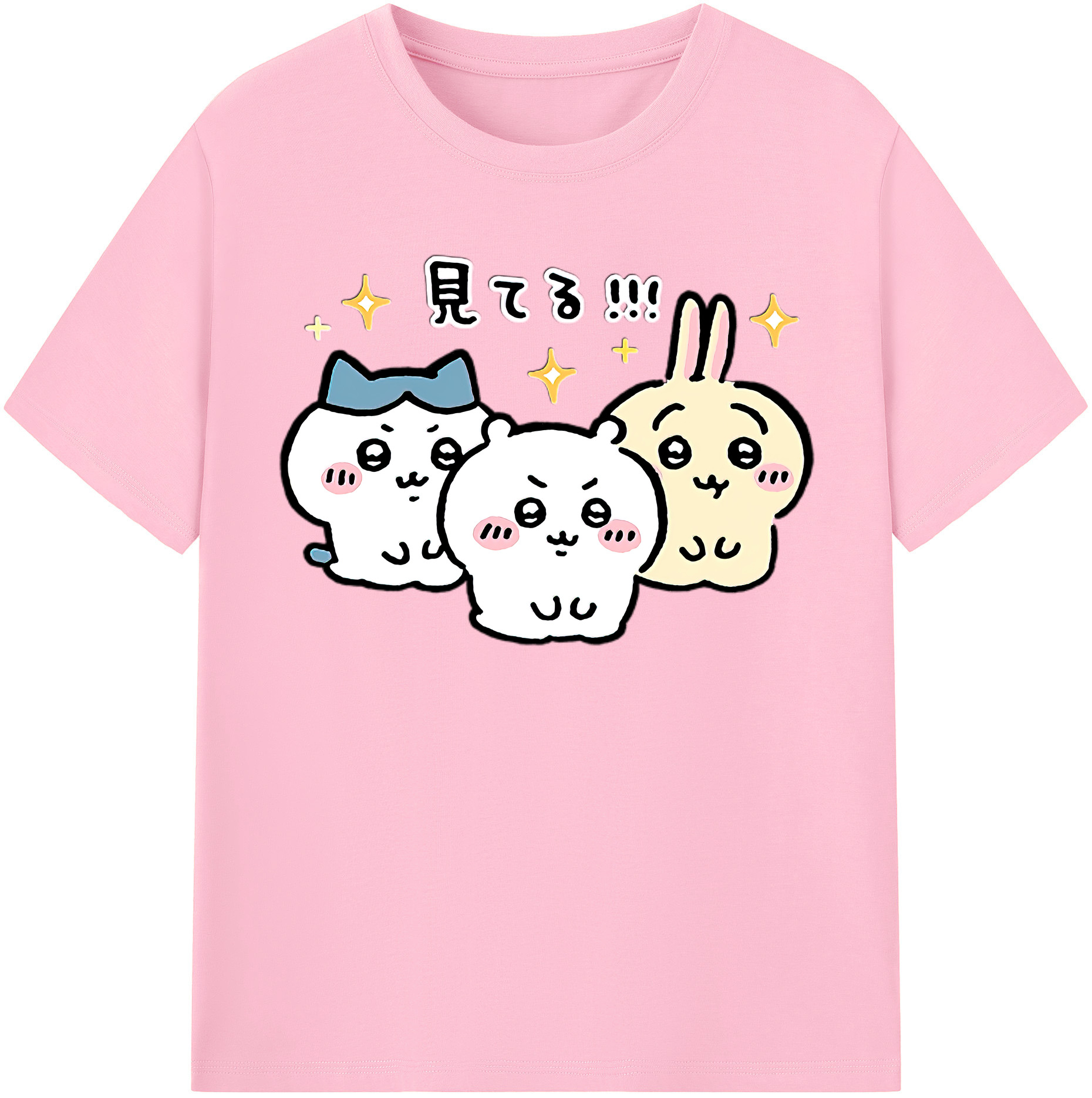 （画像用） ちいかわ ハチワレ Chii-kawa hachiware 綿100％半袖Tシャツ（フロントプリント）