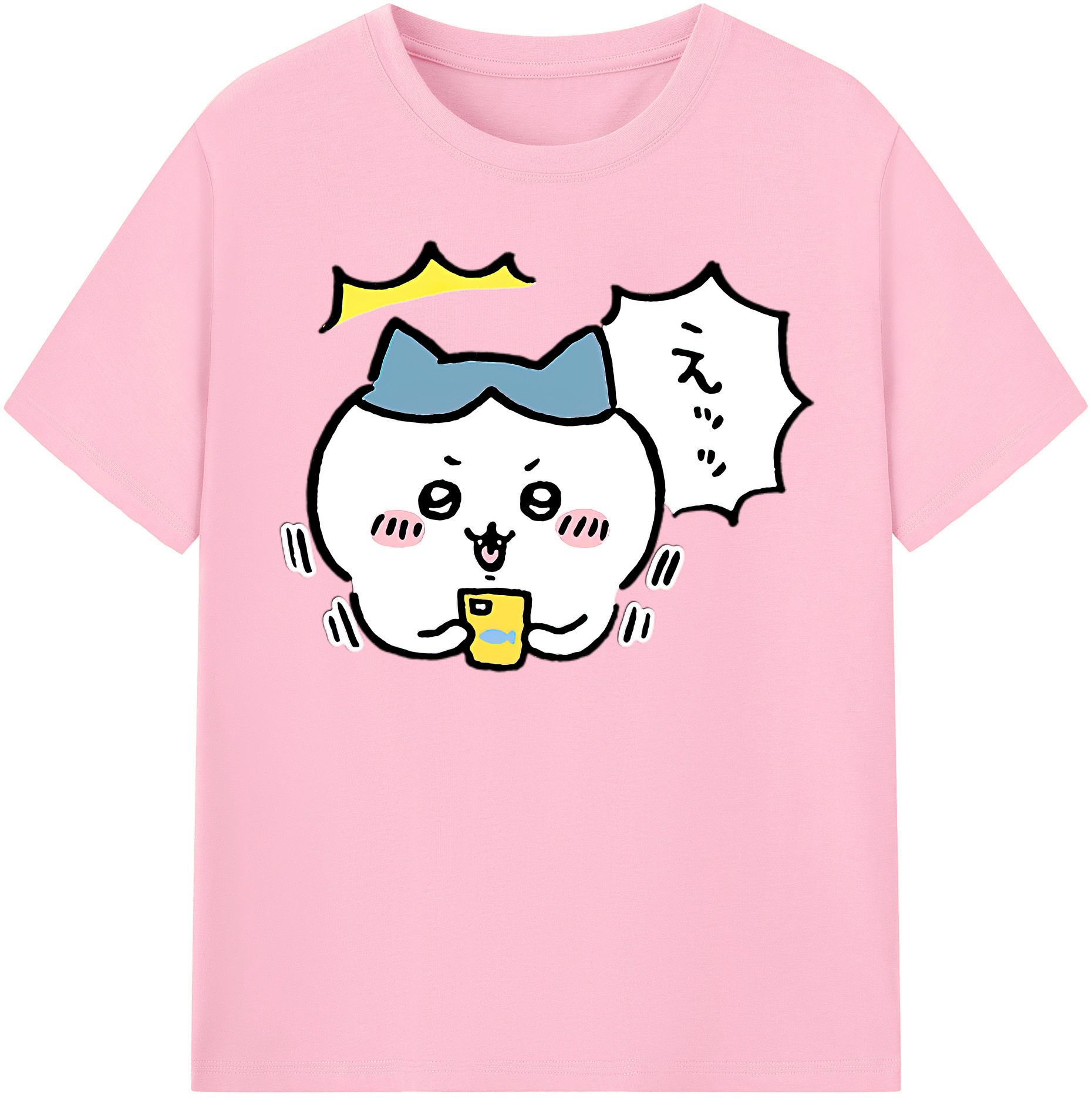（画像用） ちいかわ ハチワレ Chii-kawa hachiware 綿100％半袖Tシャツ（フロントプリント）