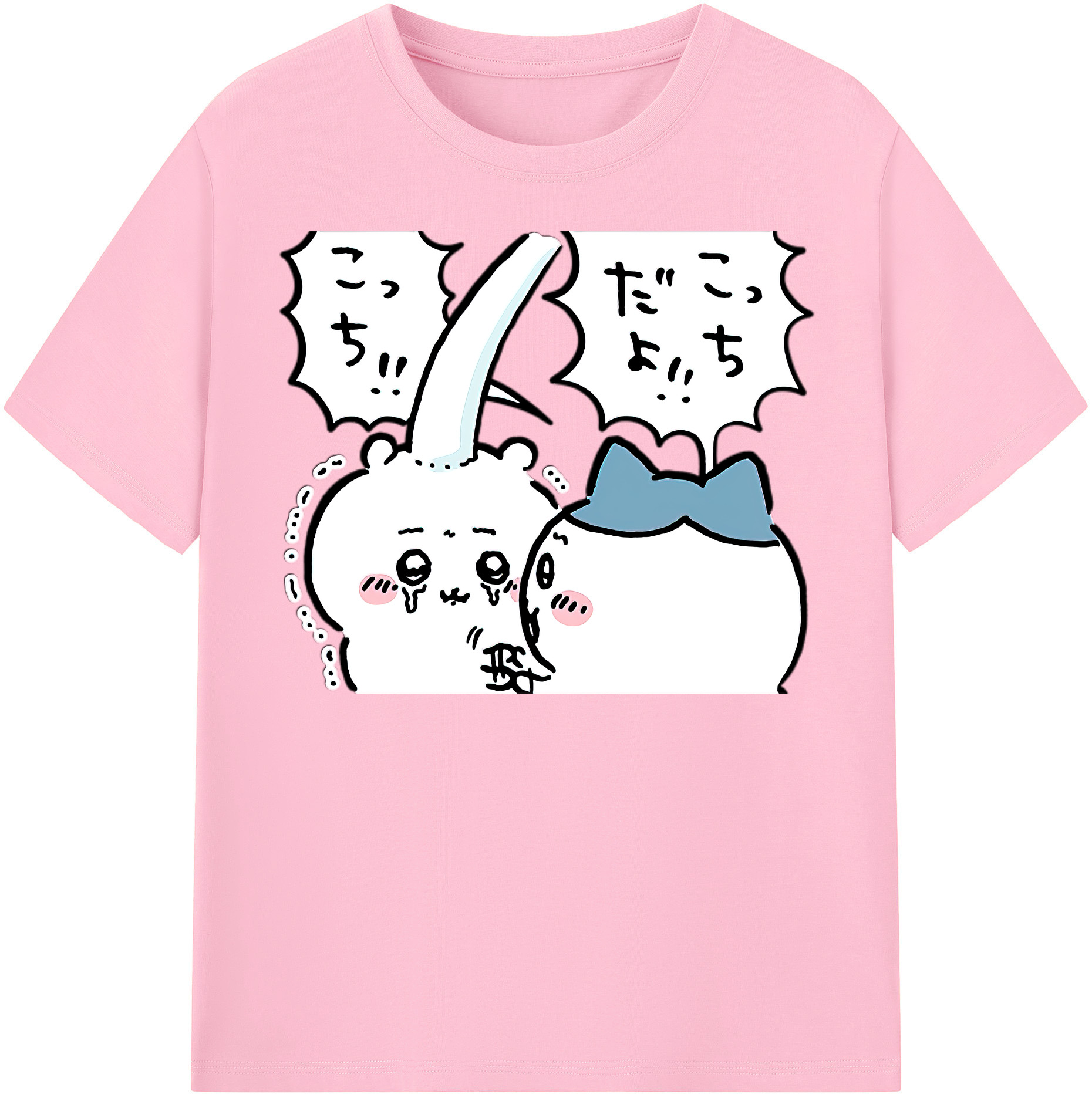 （画像用） ちいかわ ハチワレ Chii-kawa hachiware 綿100％半袖Tシャツ（フロントプリント）