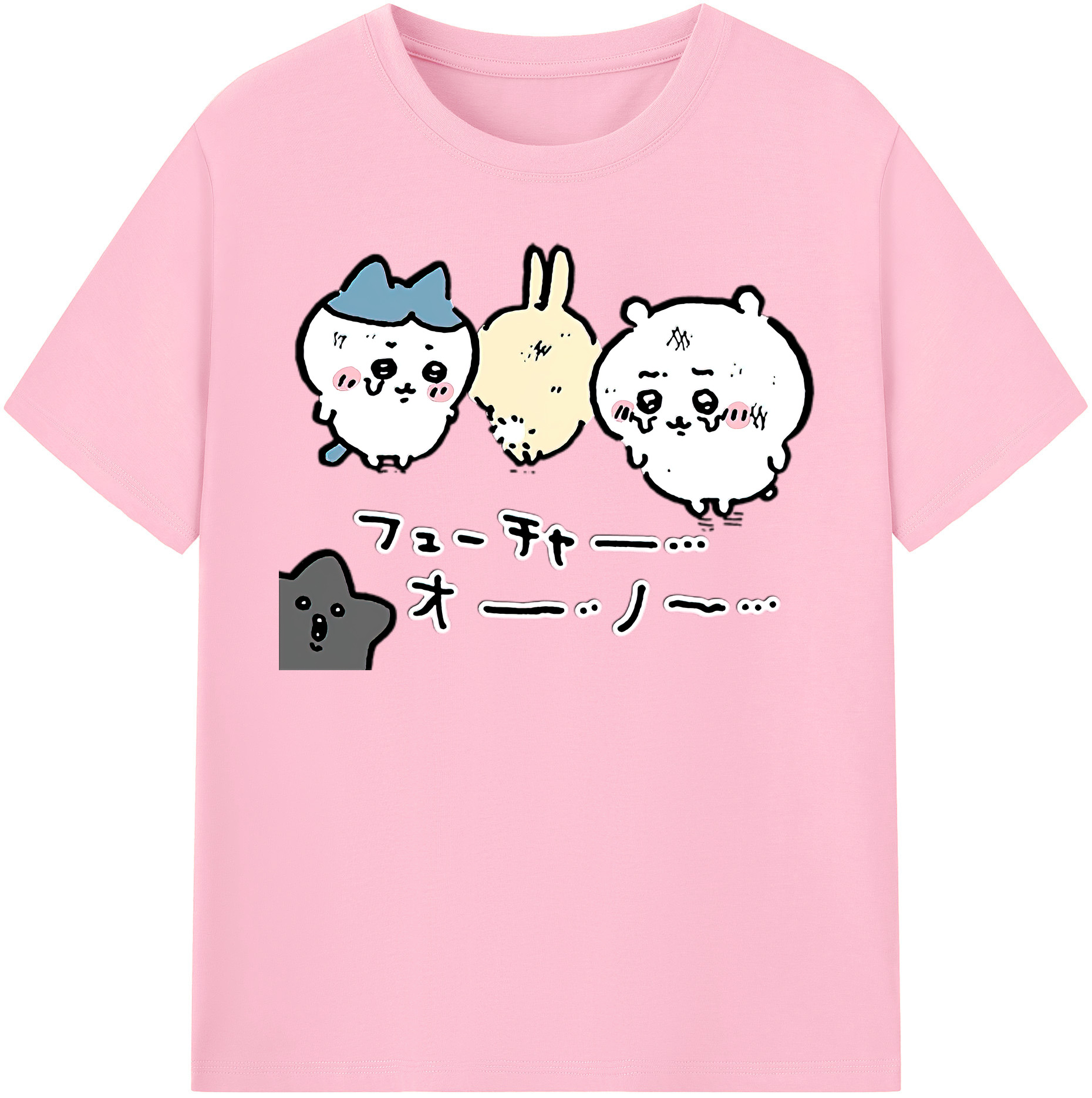 （画像用） ちいかわ ハチワレ Chii-kawa hachiware 綿100％半袖Tシャツ（フロントプリント）