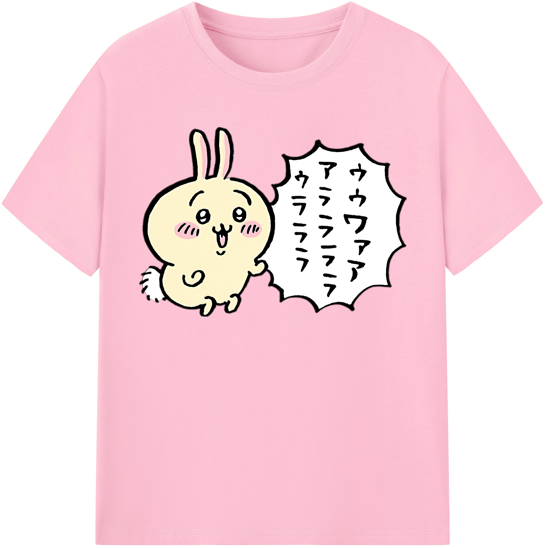 （画像用） ちいかわ うさぎ Chii-kawa usagi 綿100％半袖Tシャツ（フロントプリント）