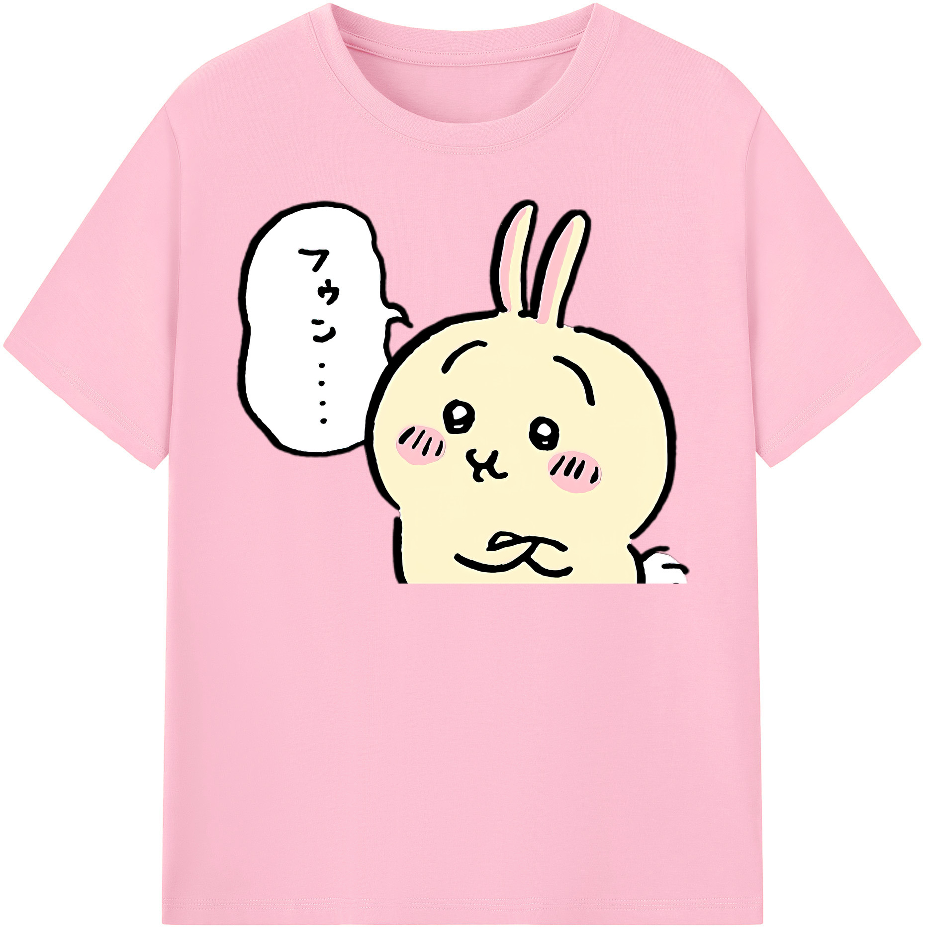 （画像用） ちいかわ うさぎ Chii-kawa usagi 綿100％半袖Tシャツ（フロントプリント）