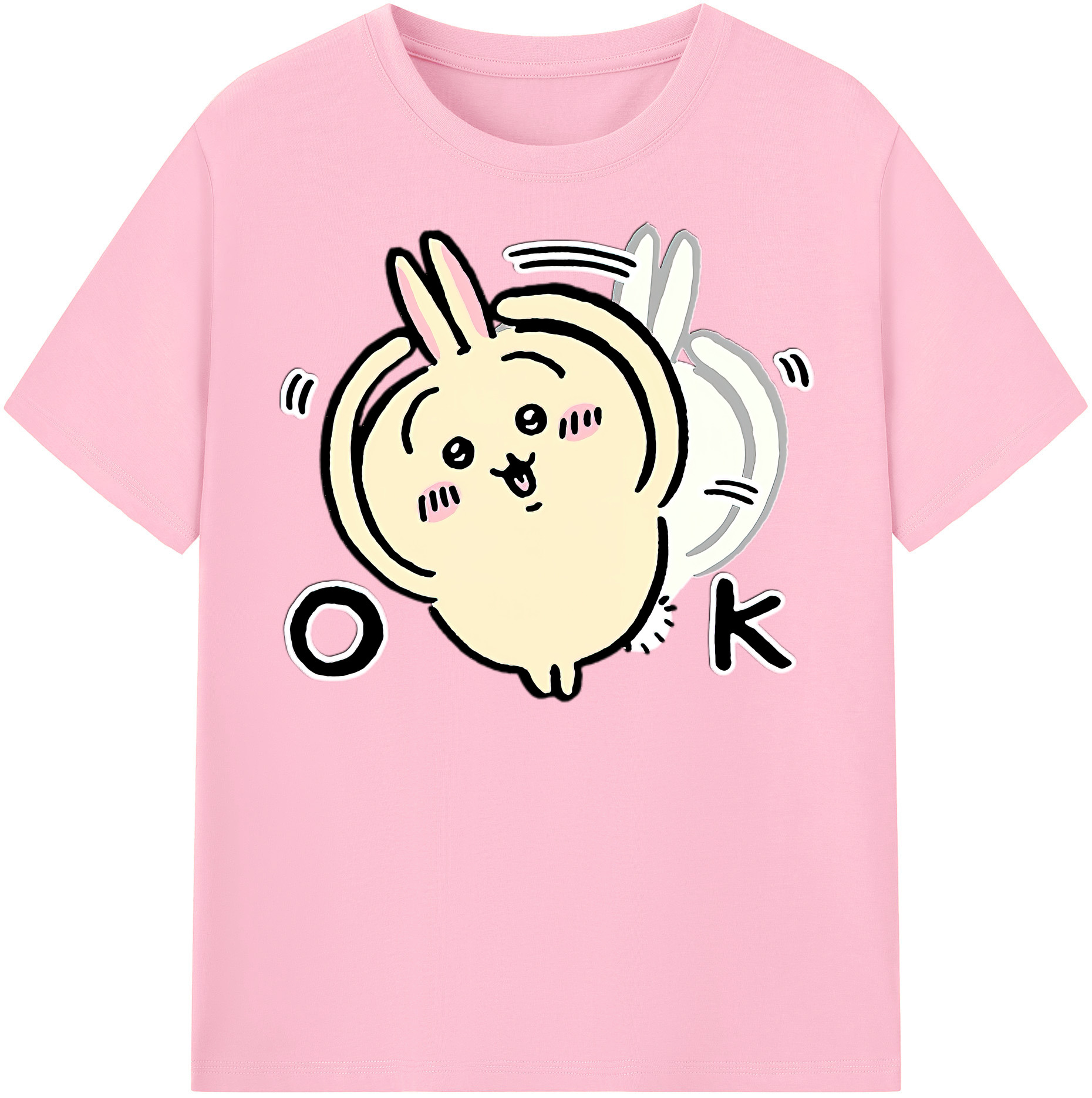 （画像用） ちいかわ うさぎ Chii-kawa usagi 綿100％半袖Tシャツ（フロントプリント）