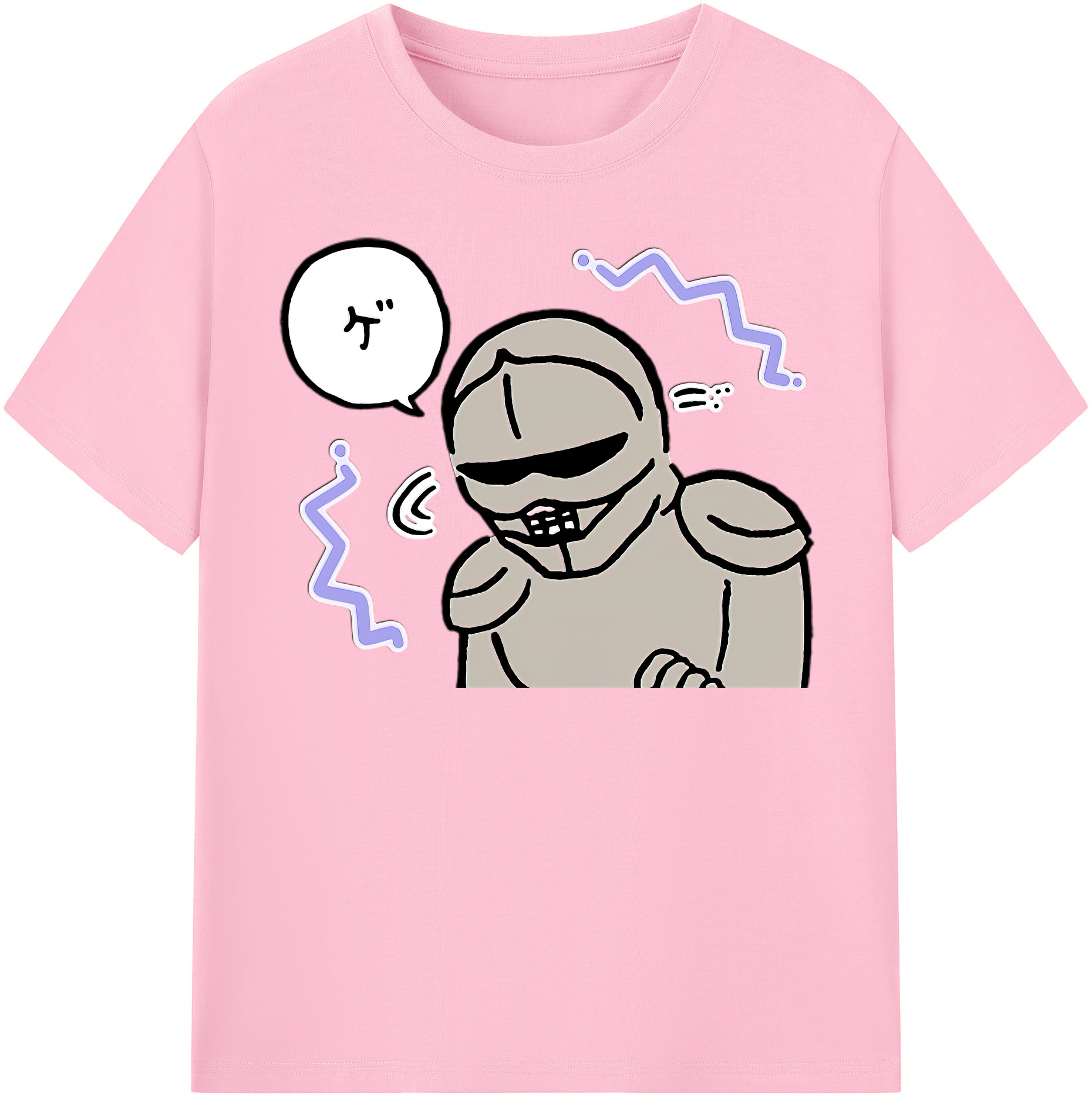 （画像用） ちいかわ 労働の鎧さん Chii-kawa Mr. Armor of Labor 綿100％半袖Tシャツ（フロントプリント）