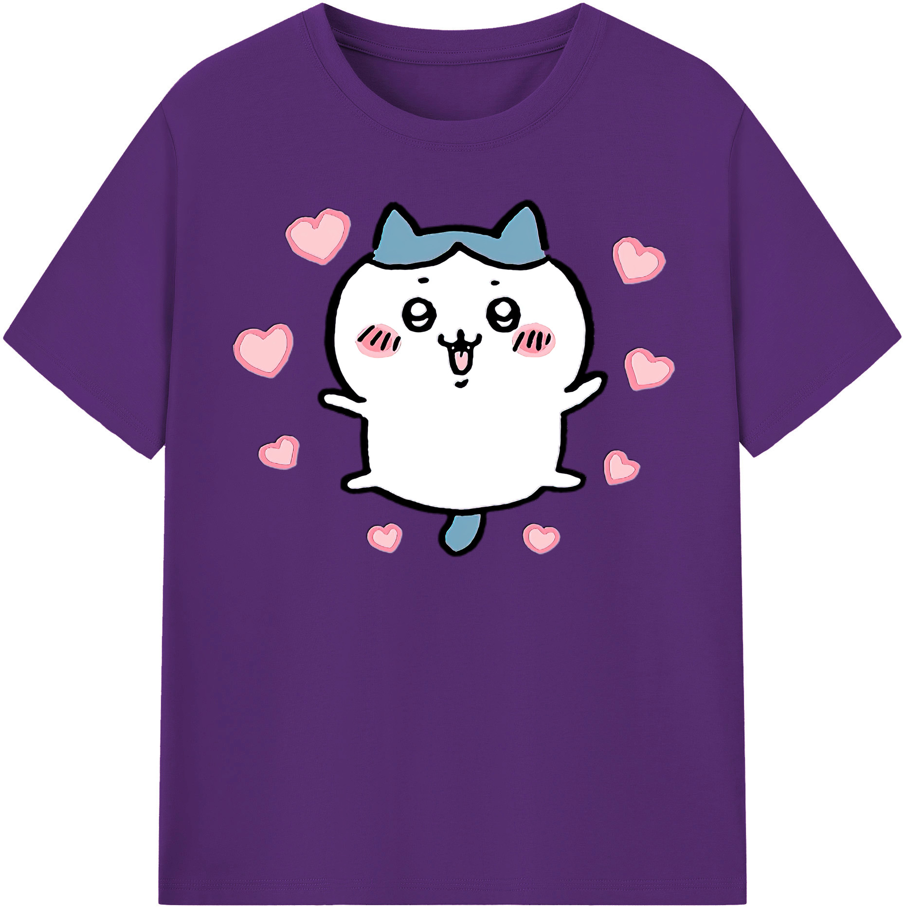 （画像用） ちいかわ ハチワレ Chii-kawa hachiware 綿100％半袖Tシャツ（フロントプリント）