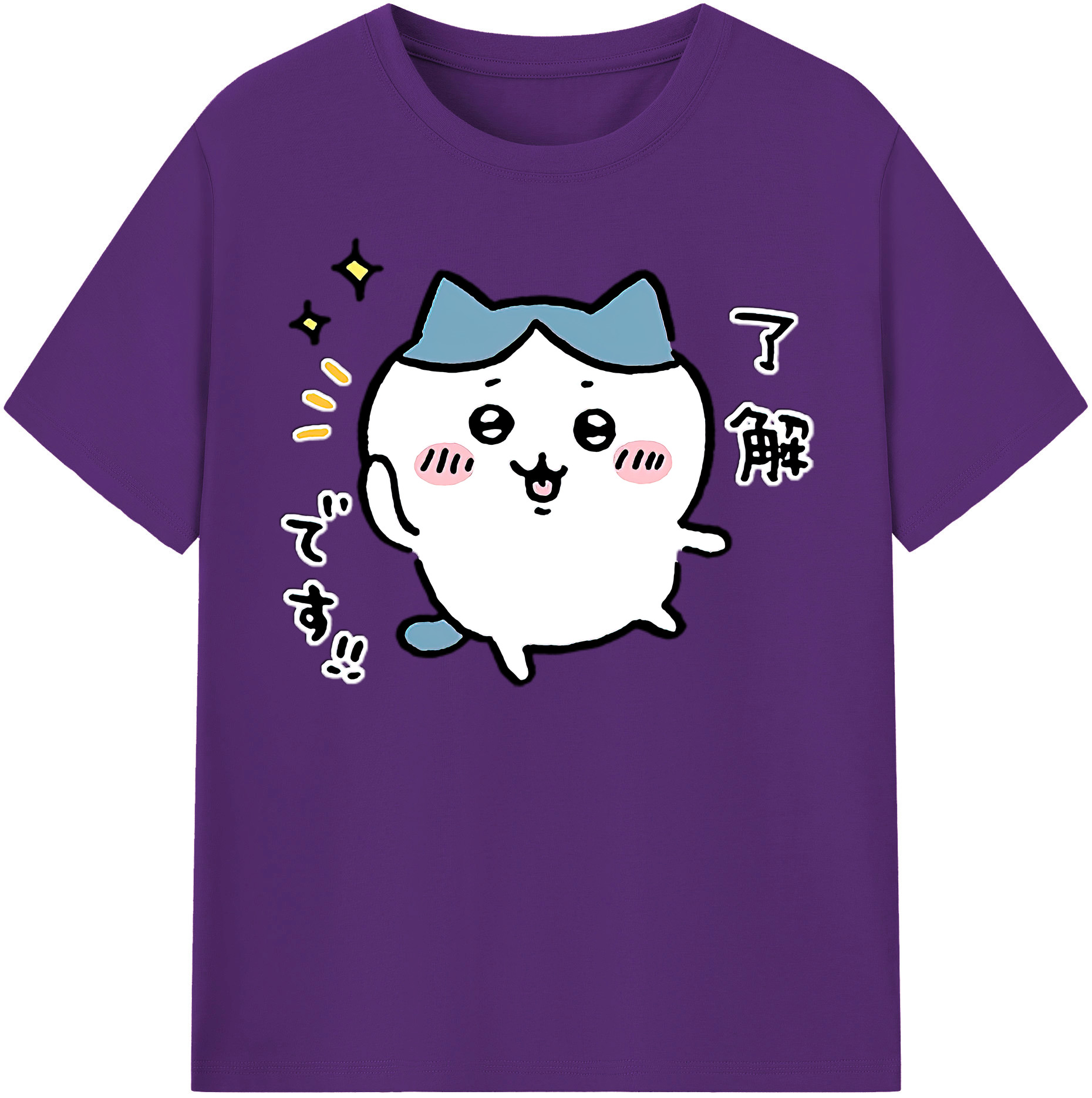 （画像用） ちいかわ ハチワレ Chii-kawa hachiware 綿100％半袖Tシャツ（フロントプリント）