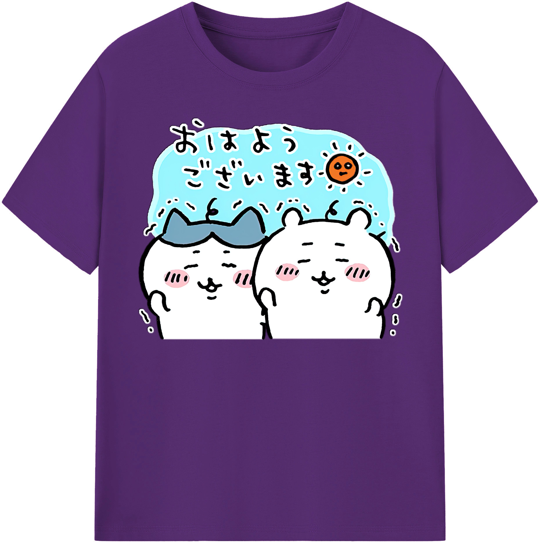 （画像用） ちいかわ ハチワレ Chii-kawa hachiware 綿100％半袖Tシャツ（フロントプリント）