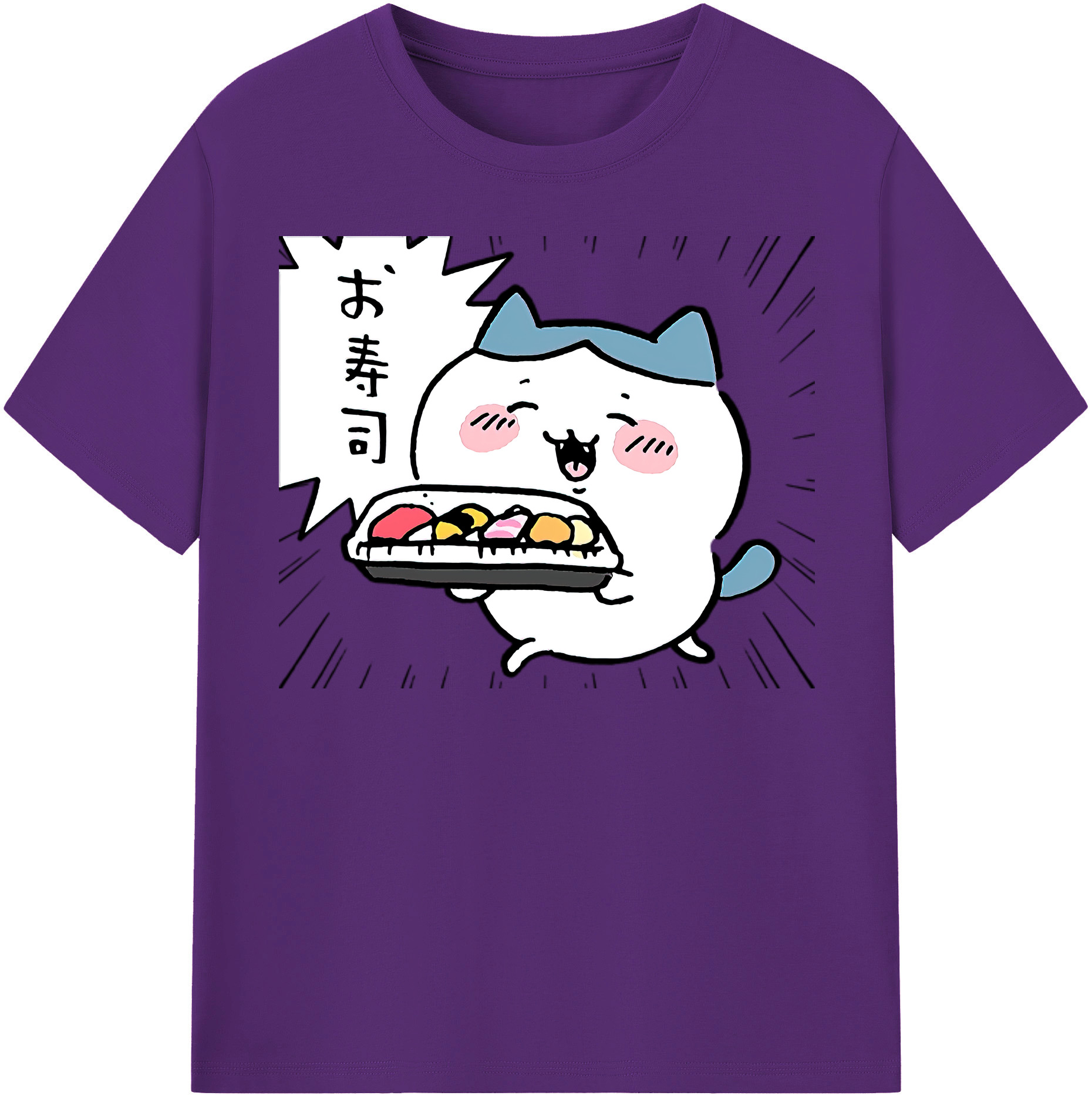 （画像用） ちいかわ ハチワレ Chii-kawa hachiware 綿100％半袖Tシャツ（フロントプリント）