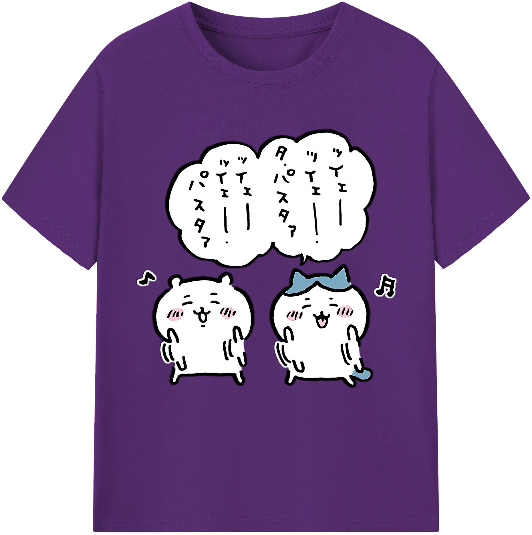 （画像用） ちいかわ ハチワレ Chii-kawa hachiware 綿100％半袖Tシャツ（フロントプリント）