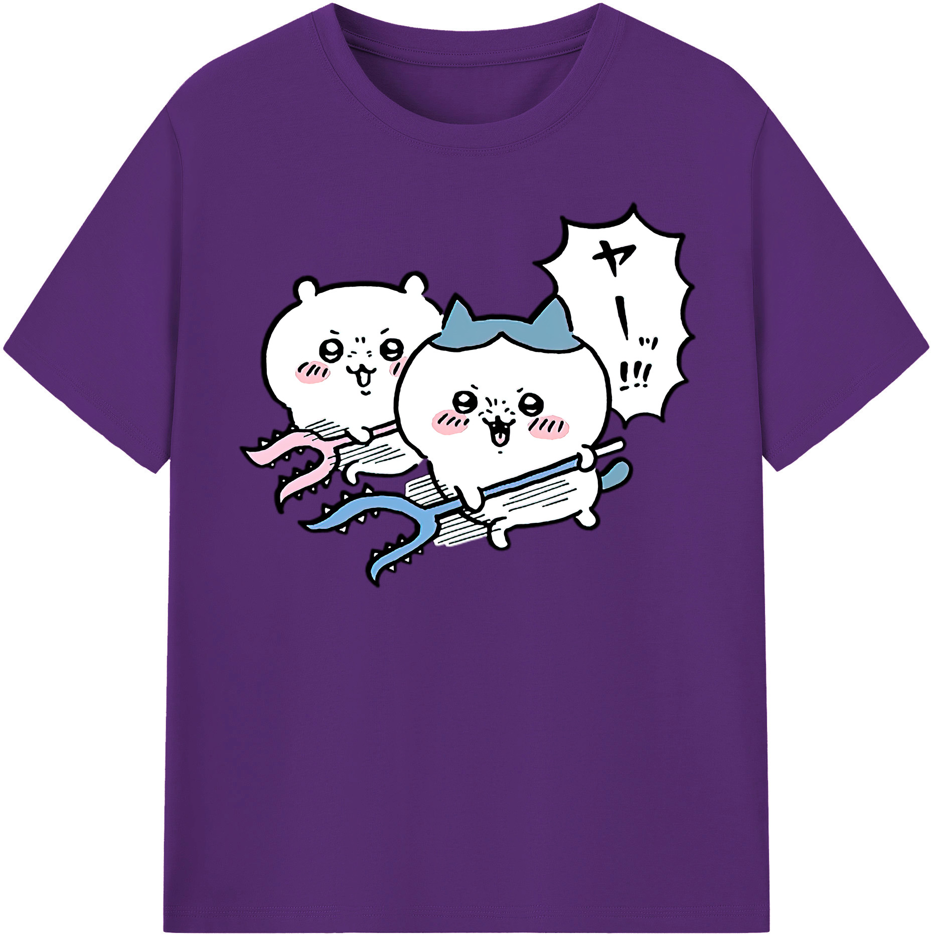 （画像用） ちいかわ ハチワレ Chii-kawa hachiware 綿100％半袖Tシャツ（フロントプリント）