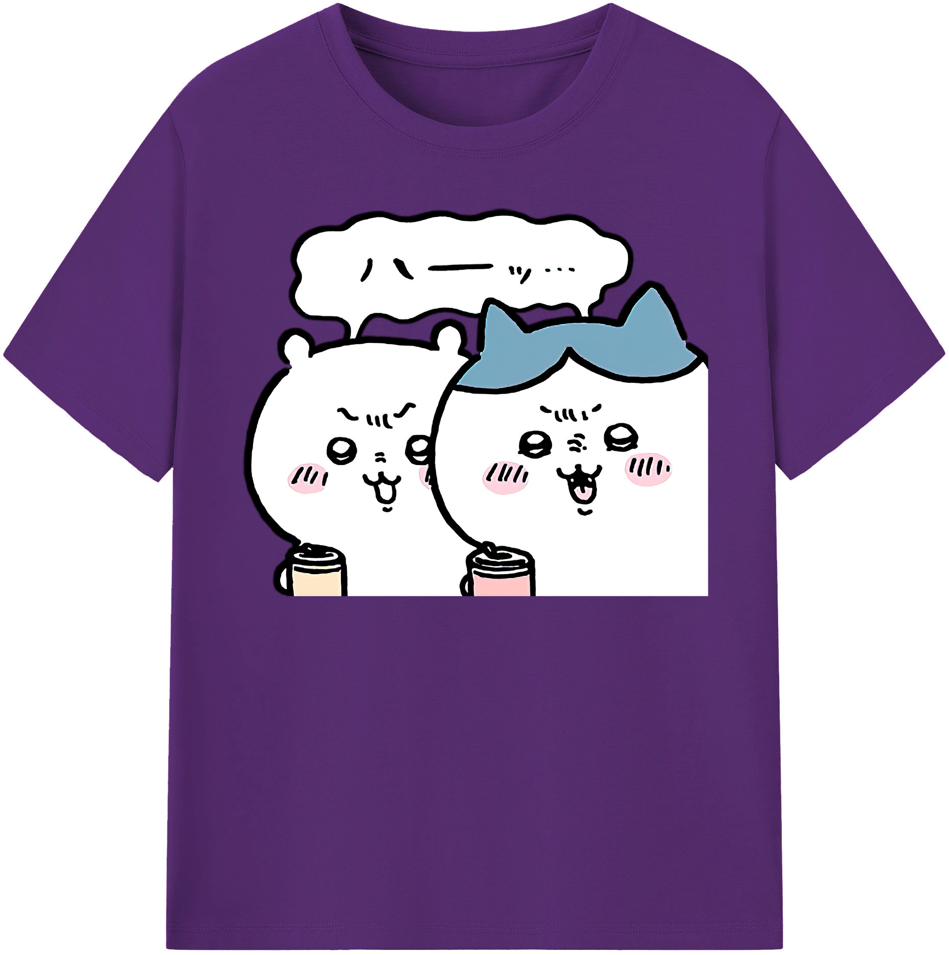 （画像用） ちいかわ ハチワレ Chii-kawa hachiware 綿100％半袖Tシャツ（フロントプリント）