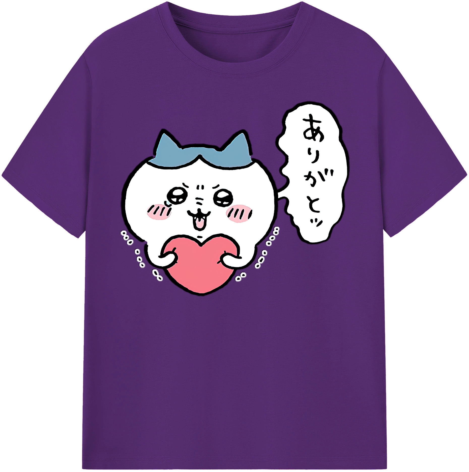 （画像用） ちいかわ ハチワレ Chii-kawa hachiware 綿100％半袖Tシャツ（フロントプリント）