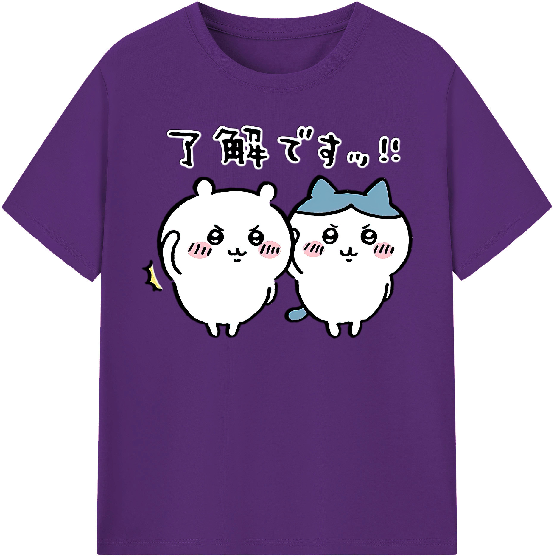 （画像用） ちいかわ ハチワレ Chii-kawa hachiware 綿100％半袖Tシャツ（フロントプリント）