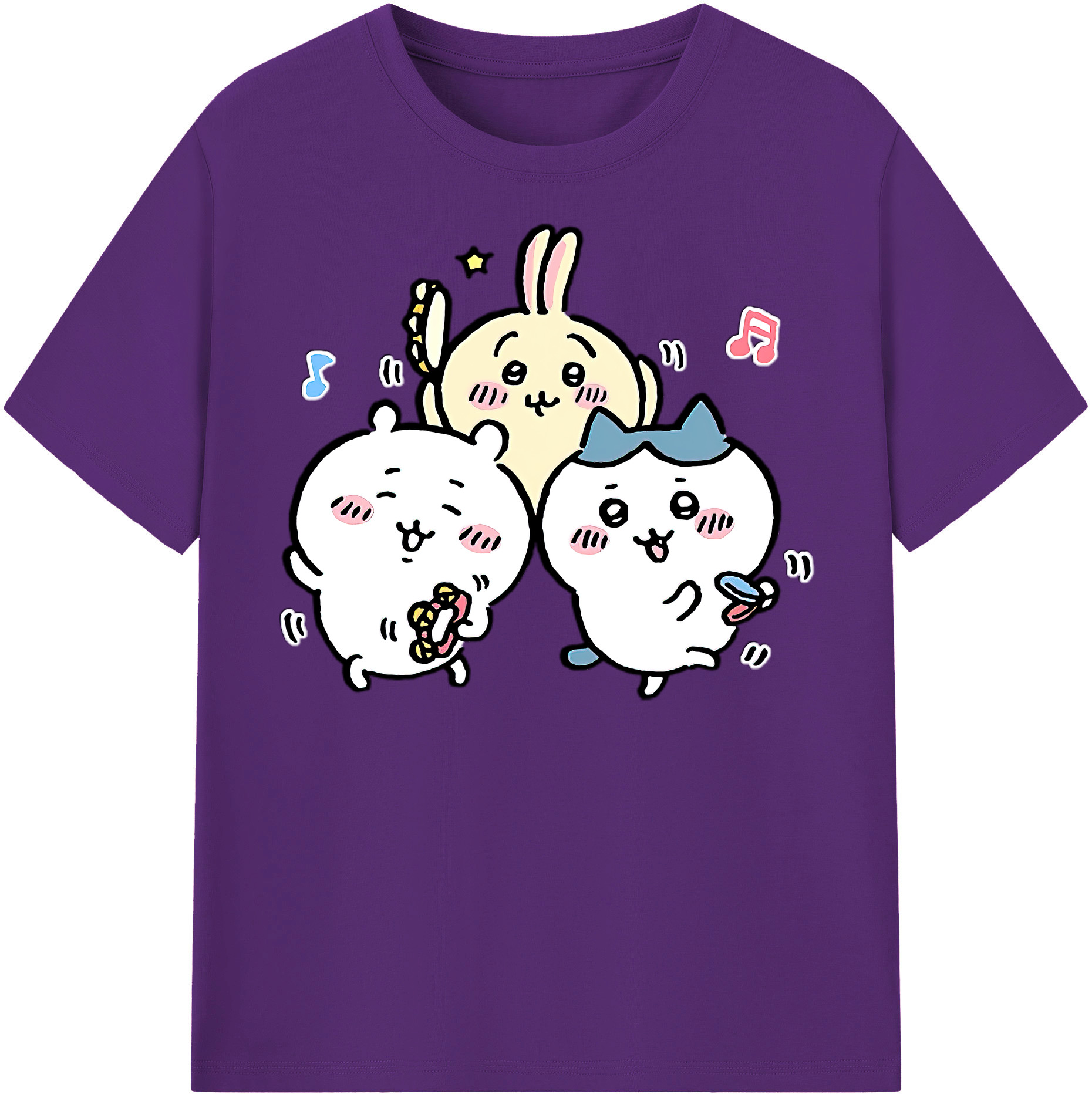 （画像用） ちいかわ ハチワレ Chii-kawa hachiware 綿100％半袖Tシャツ（フロントプリント）