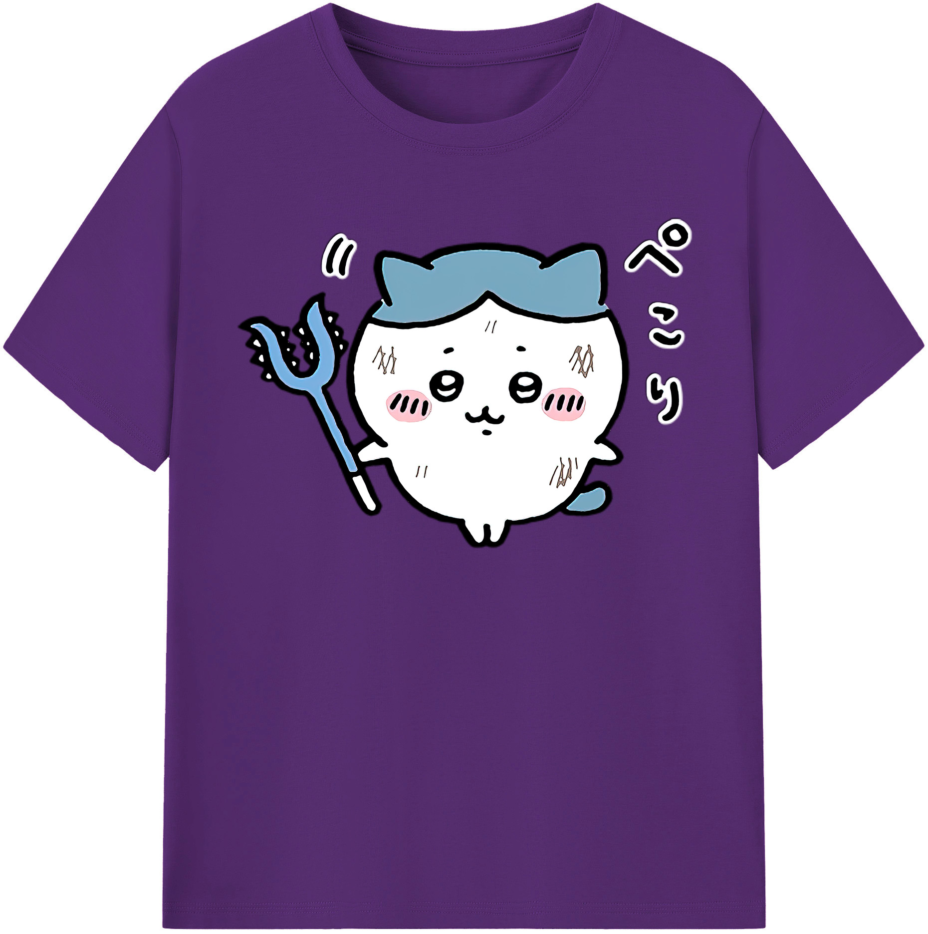 （画像用） ちいかわ ハチワレ Chii-kawa hachiware 綿100％半袖Tシャツ（フロントプリント）