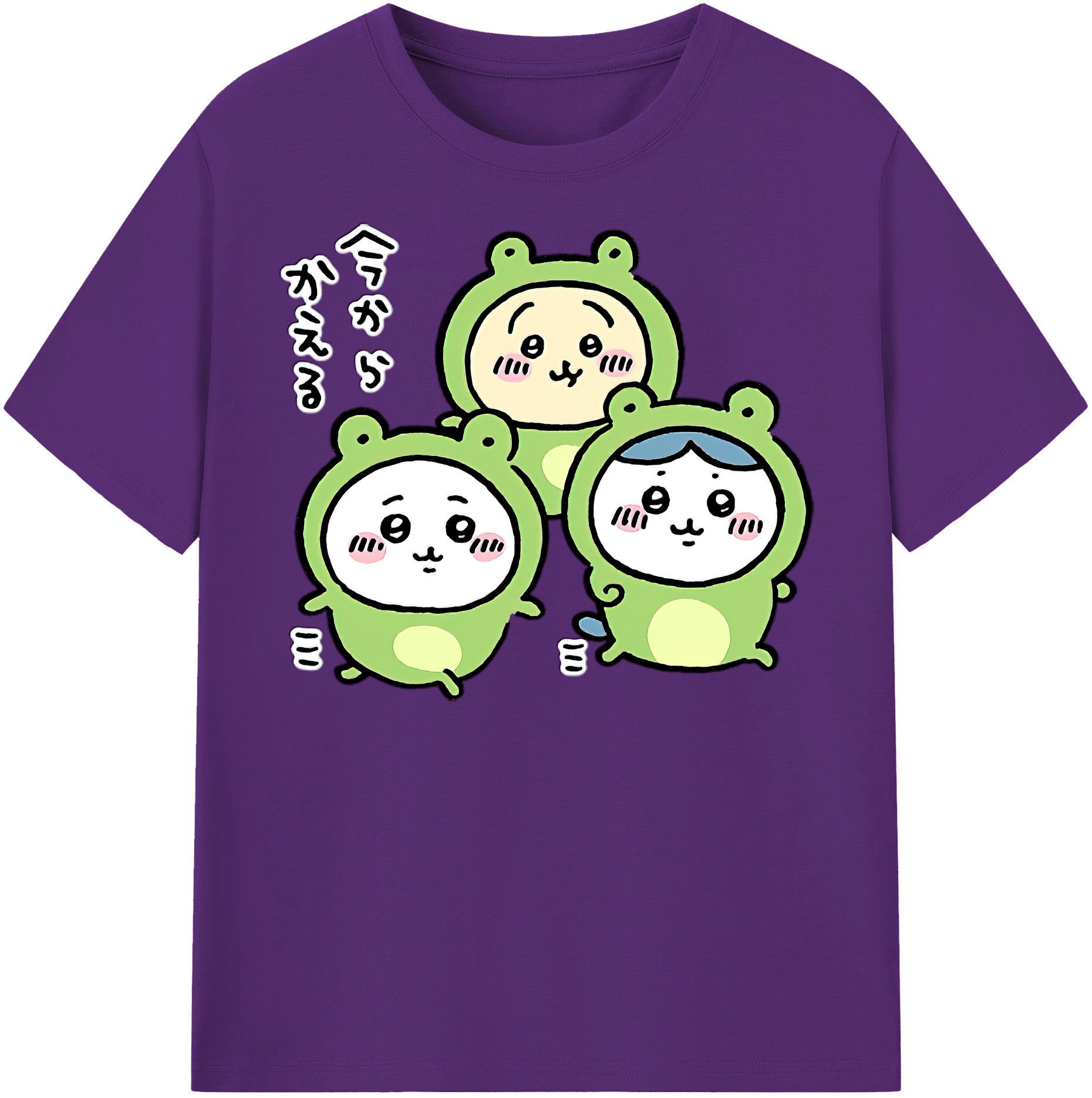 （画像用） ちいかわ ハチワレ Chii-kawa hachiware 綿100％半袖Tシャツ（フロントプリント）