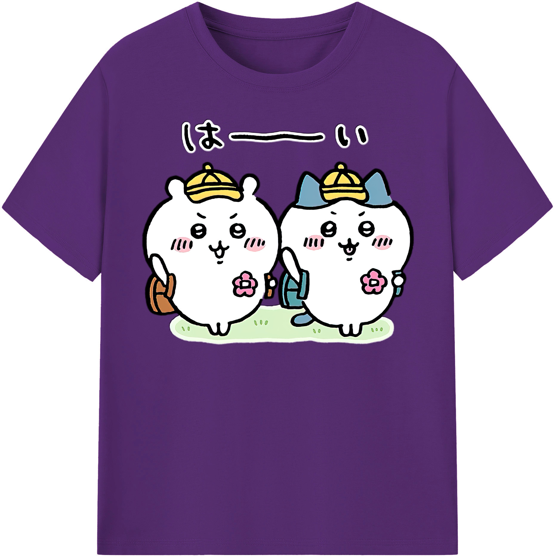 （画像用） ちいかわ ハチワレ Chii-kawa hachiware 綿100％半袖Tシャツ（フロントプリント）