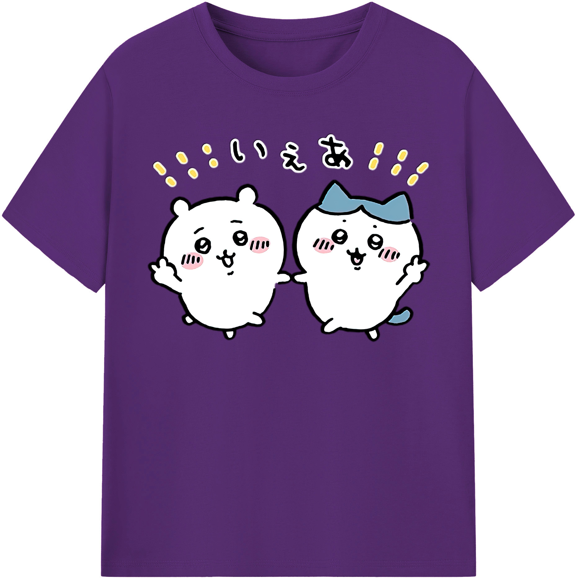 （画像用） ちいかわ ハチワレ Chii-kawa hachiware 綿100％半袖Tシャツ（フロントプリント）