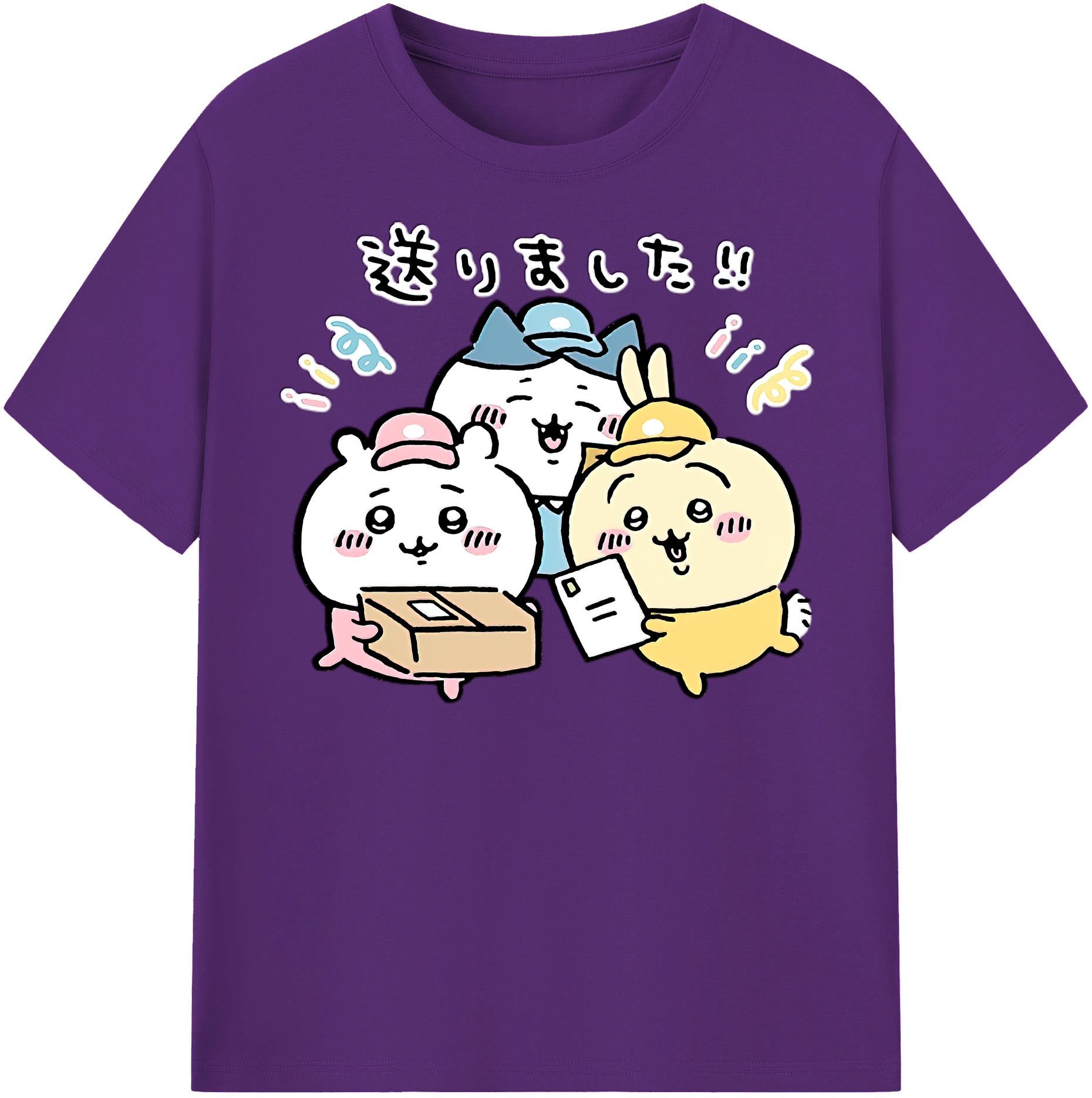 （画像用） ちいかわ ハチワレ Chii-kawa hachiware 綿100％半袖Tシャツ（フロントプリント）