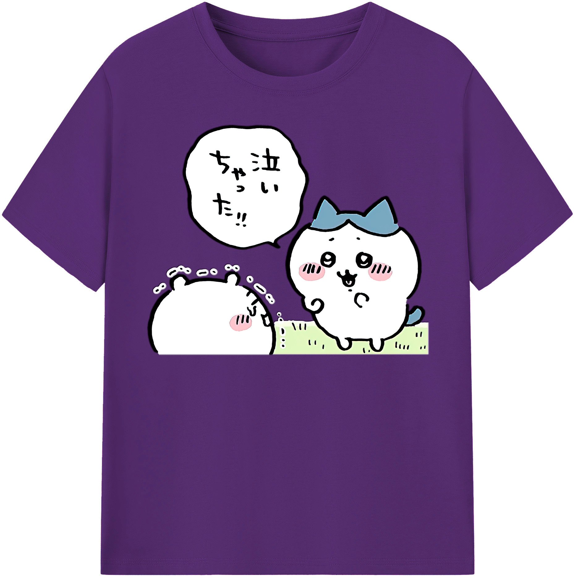 （画像用） ちいかわ ハチワレ Chii-kawa hachiware 綿100％半袖Tシャツ（フロントプリント）