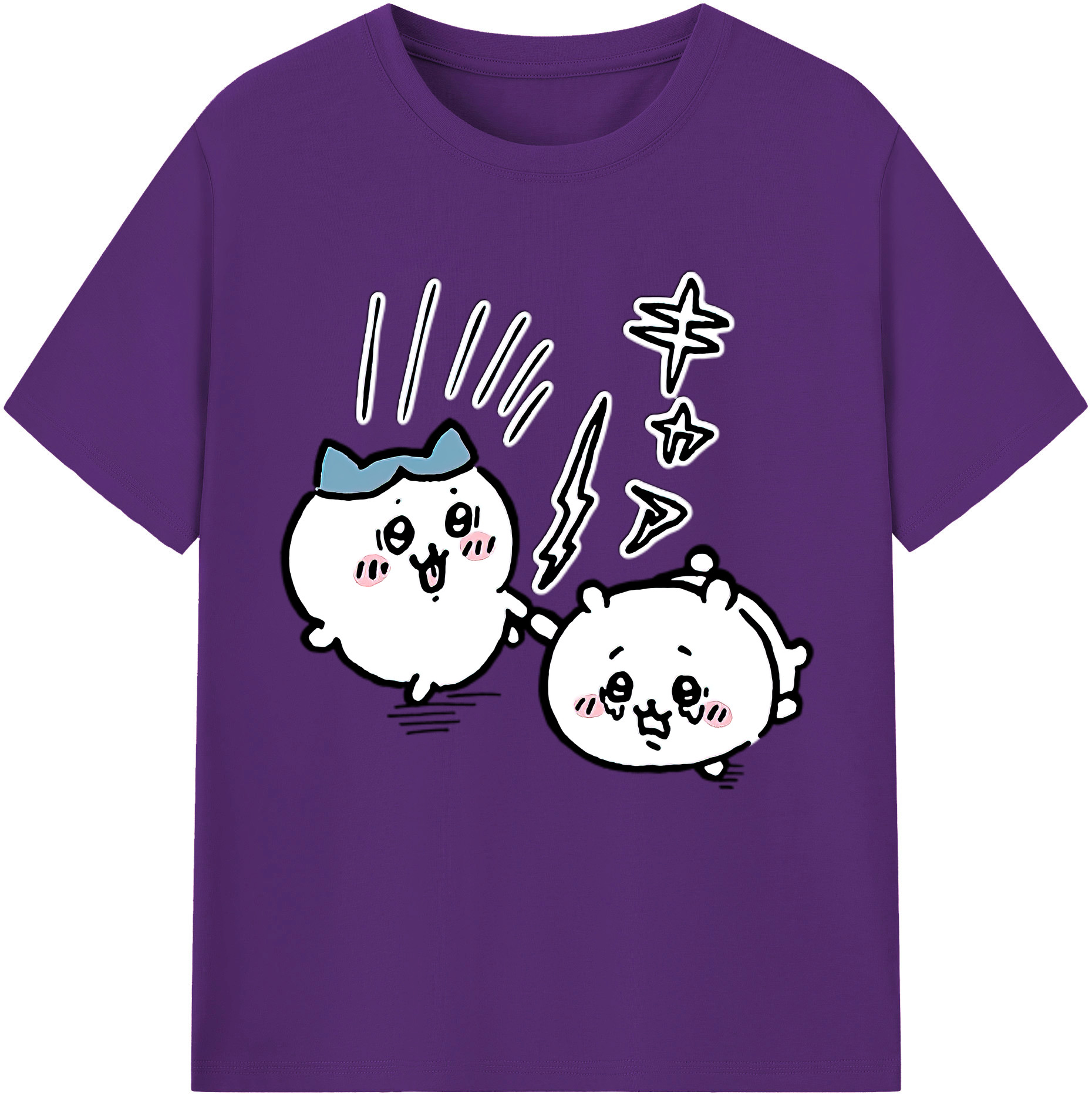 （画像用） ちいかわ ハチワレ Chii-kawa hachiware 綿100％半袖Tシャツ（フロントプリント）