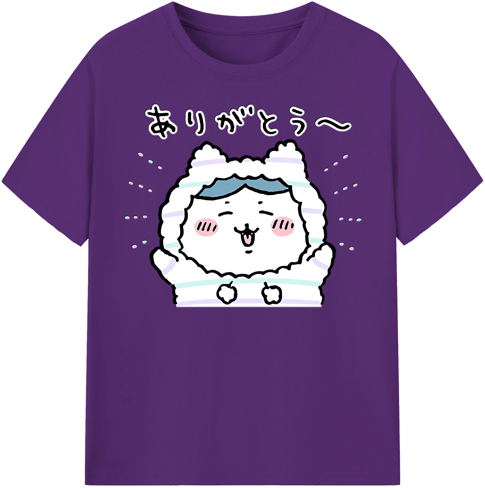 （画像用） ちいかわ ハチワレ Chii-kawa hachiware 綿100％半袖Tシャツ（フロントプリント）