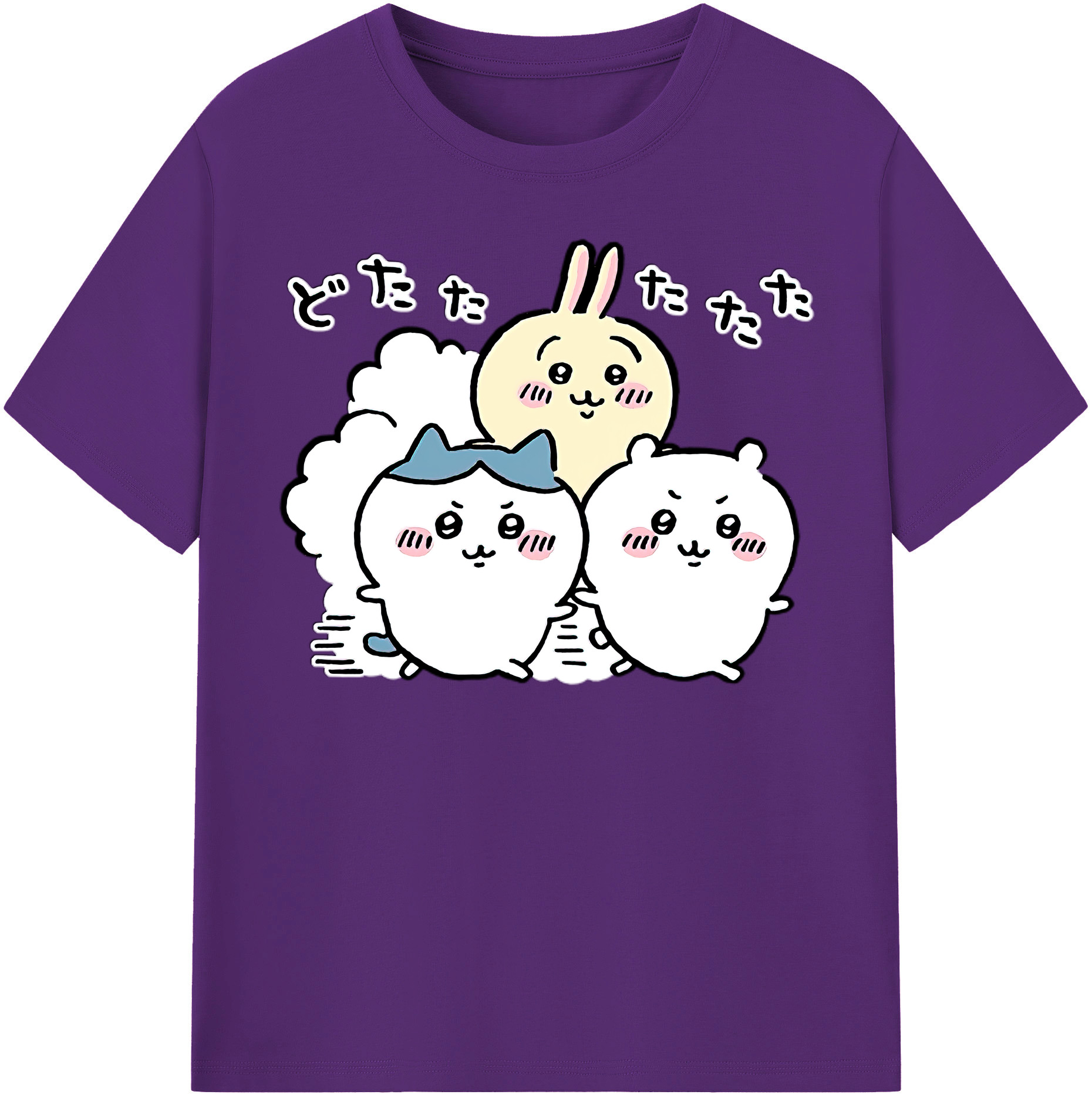 （画像用） ちいかわ ハチワレ Chii-kawa hachiware 綿100％半袖Tシャツ（フロントプリント）