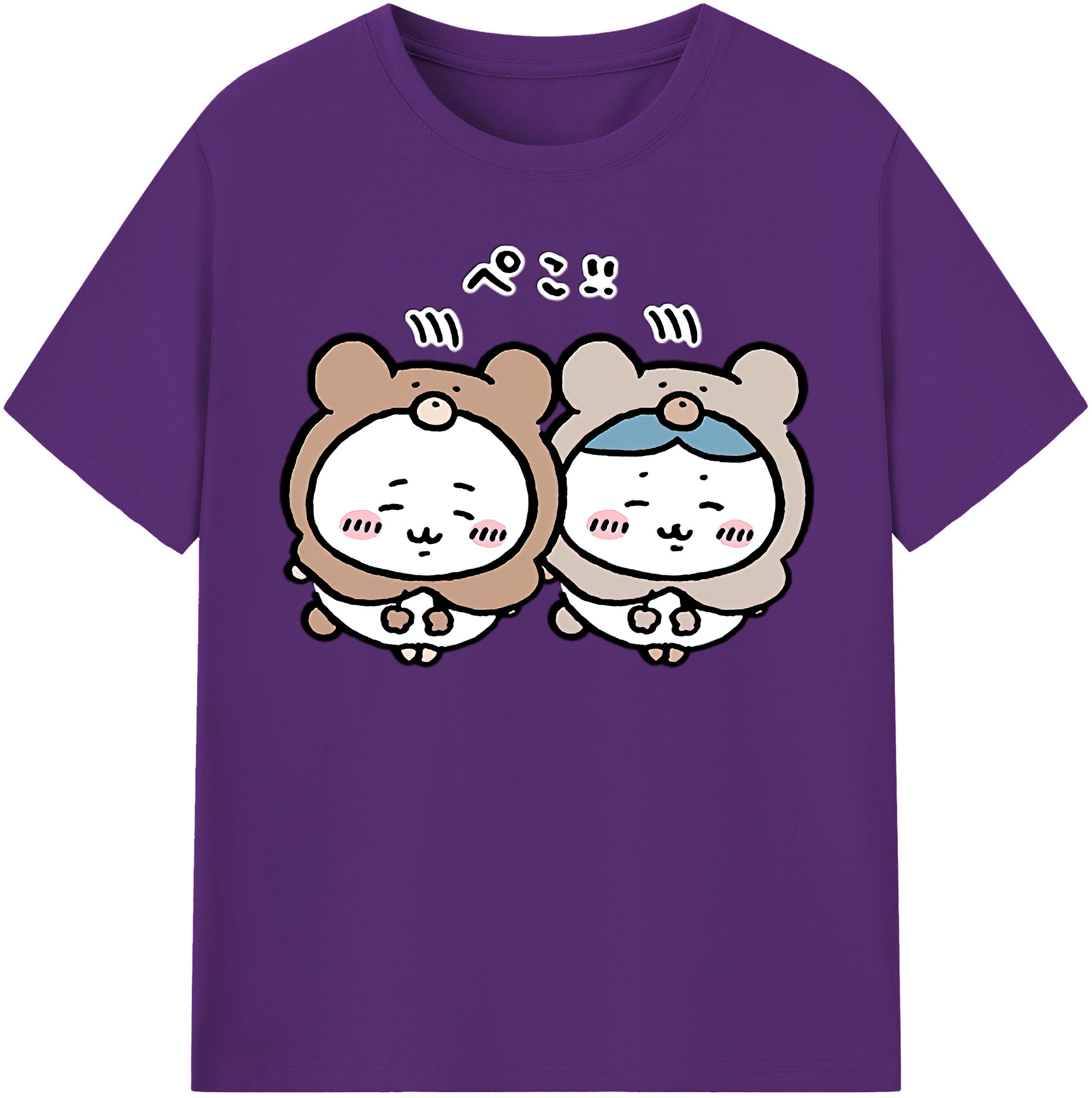 （画像用） ちいかわ ハチワレ Chii-kawa hachiware 綿100％半袖Tシャツ（フロントプリント）