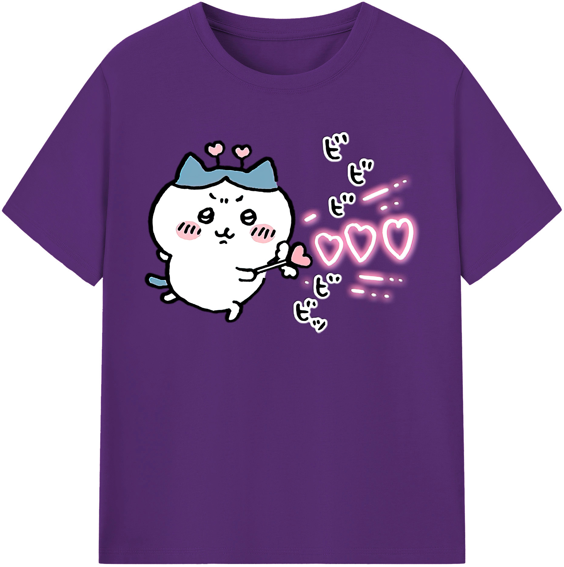（画像用） ちいかわ ハチワレ Chii-kawa hachiware 綿100％半袖Tシャツ（フロントプリント）