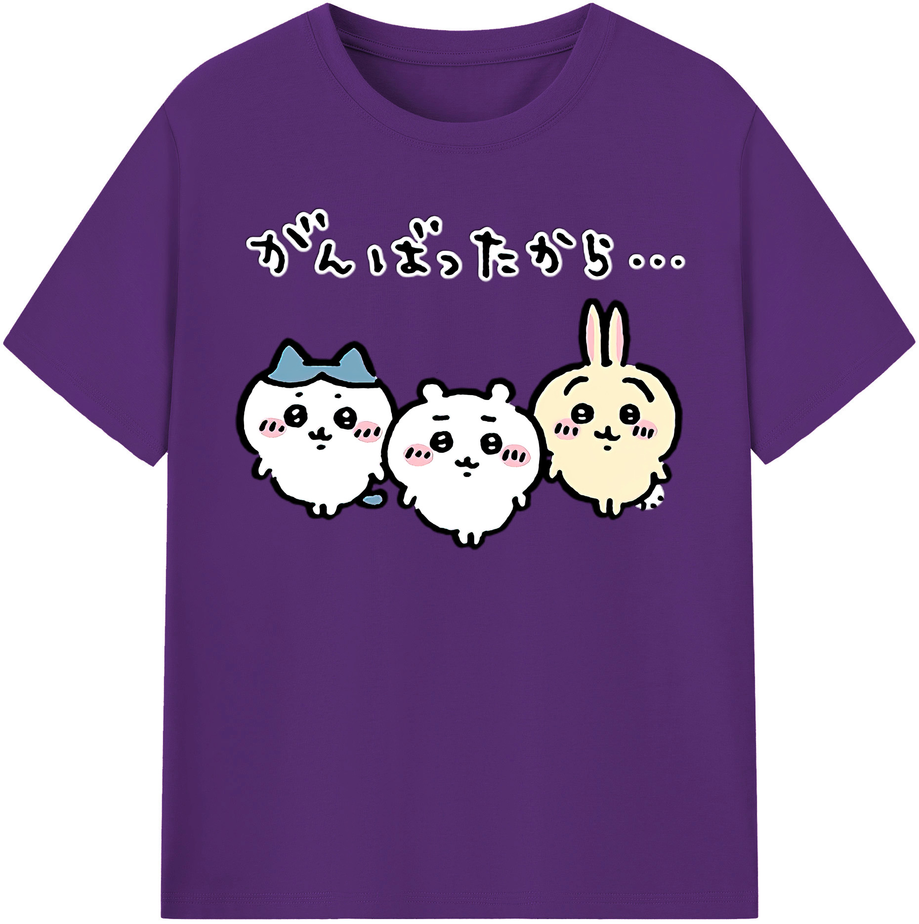 （画像用） ちいかわ ハチワレ Chii-kawa hachiware 綿100％半袖Tシャツ（フロントプリント）