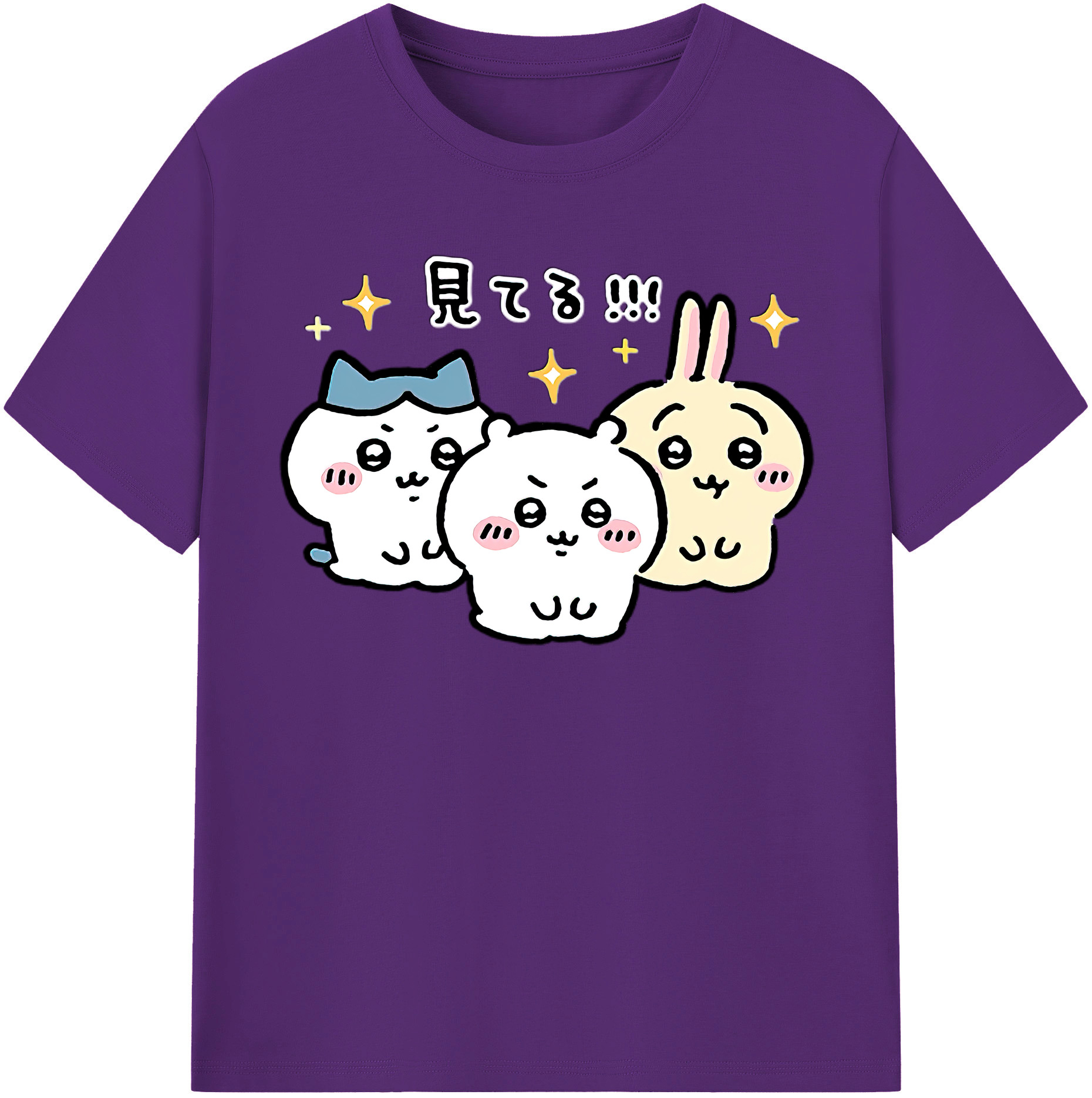 （画像用） ちいかわ ハチワレ Chii-kawa hachiware 綿100％半袖Tシャツ（フロントプリント）