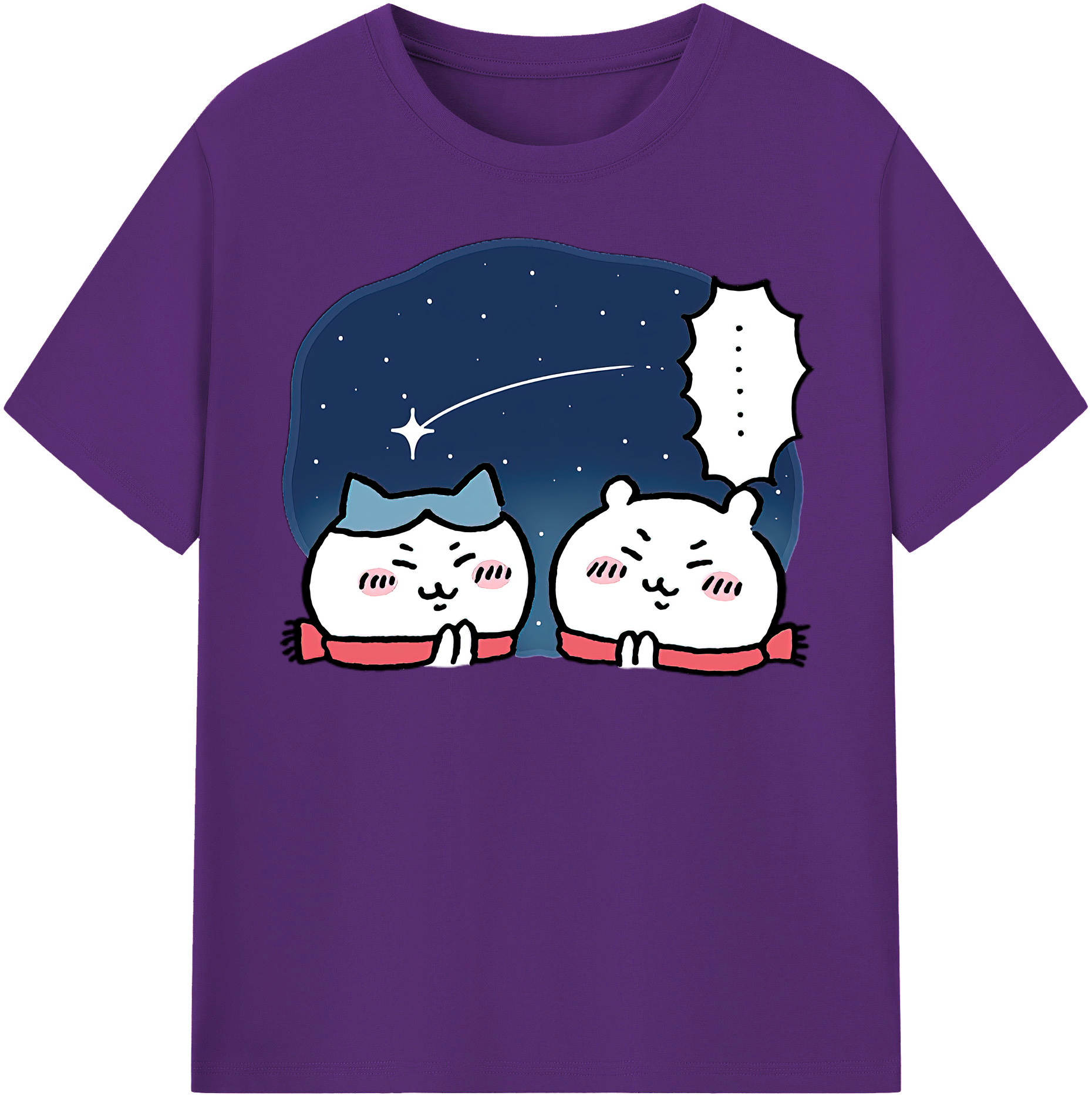 （画像用） ちいかわ ハチワレ Chii-kawa hachiware 綿100％半袖Tシャツ（フロントプリント）