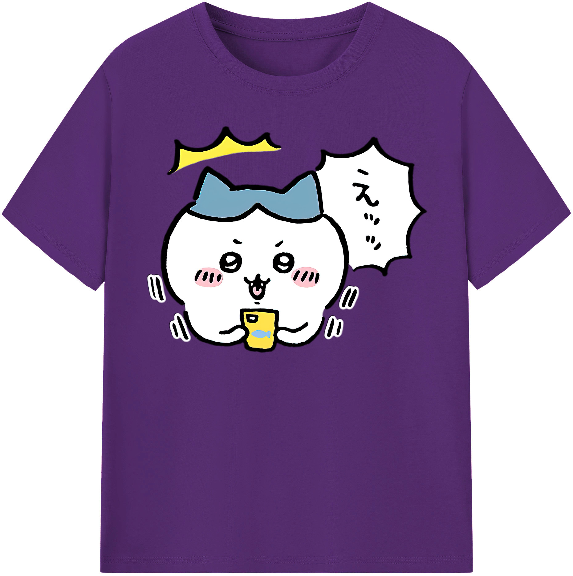 （画像用） ちいかわ ハチワレ Chii-kawa hachiware 綿100％半袖Tシャツ（フロントプリント）