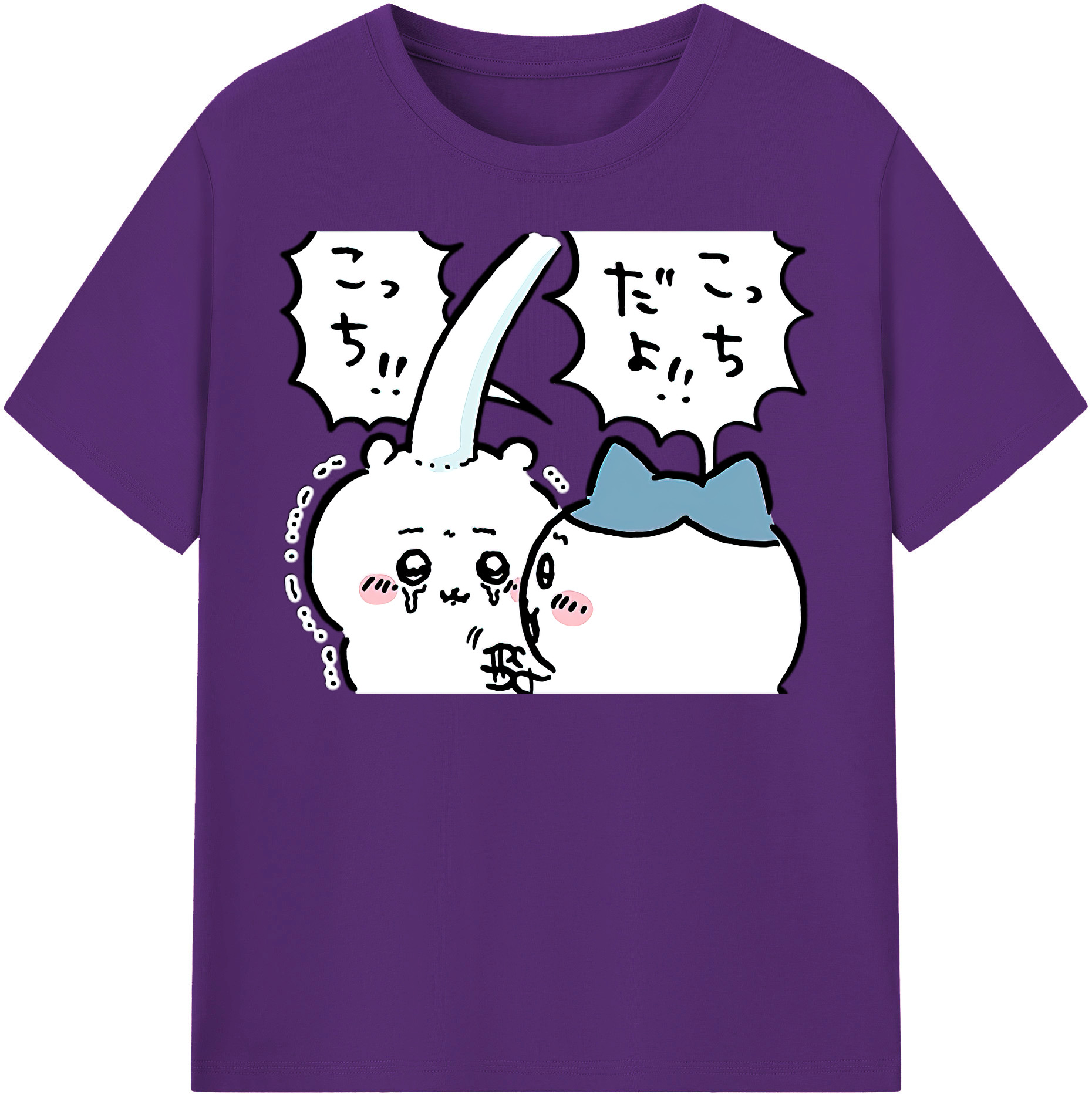 （画像用） ちいかわ ハチワレ Chii-kawa hachiware 綿100％半袖Tシャツ（フロントプリント）