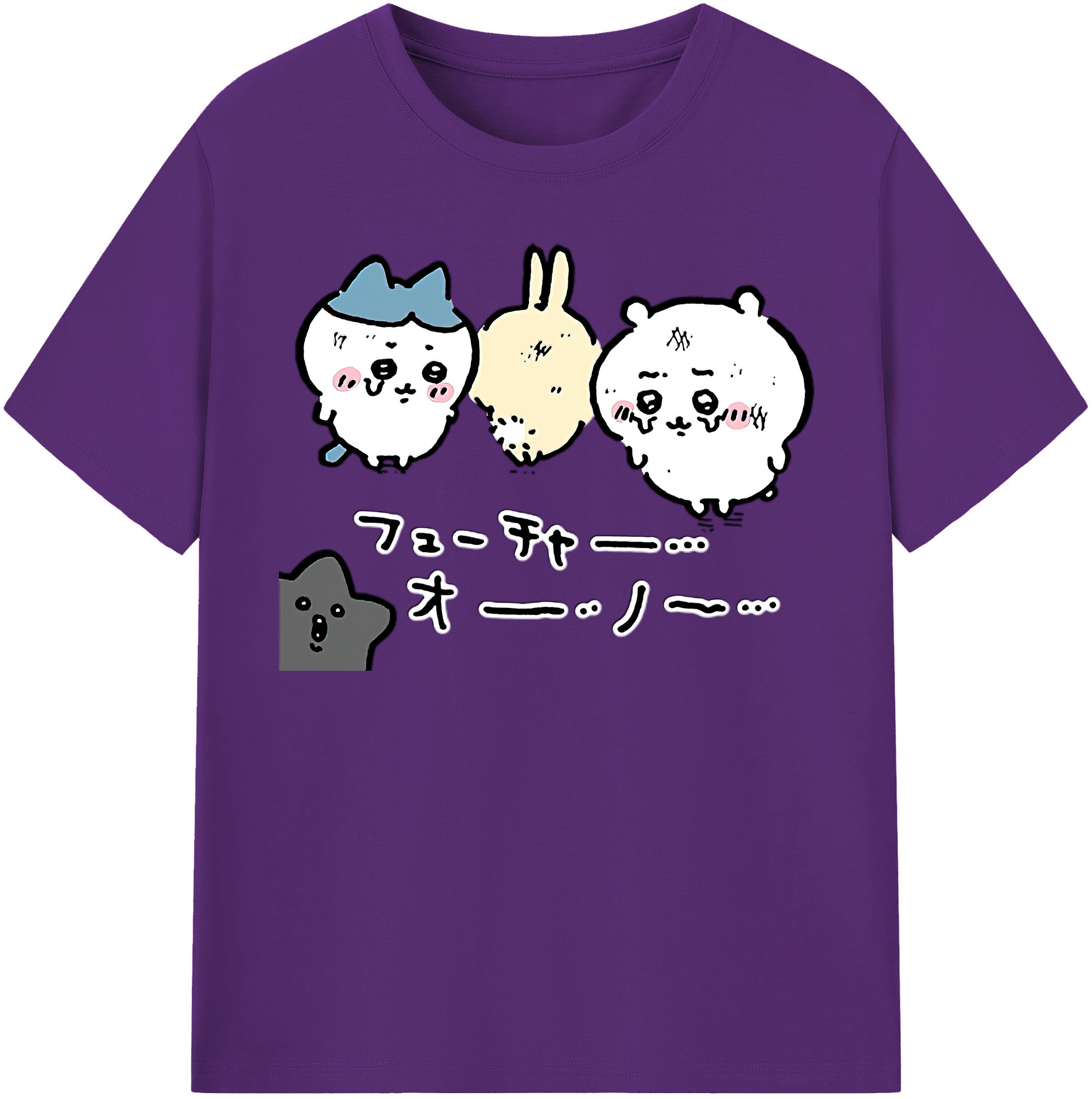 （画像用） ちいかわ ハチワレ Chii-kawa hachiware 綿100％半袖Tシャツ（フロントプリント）