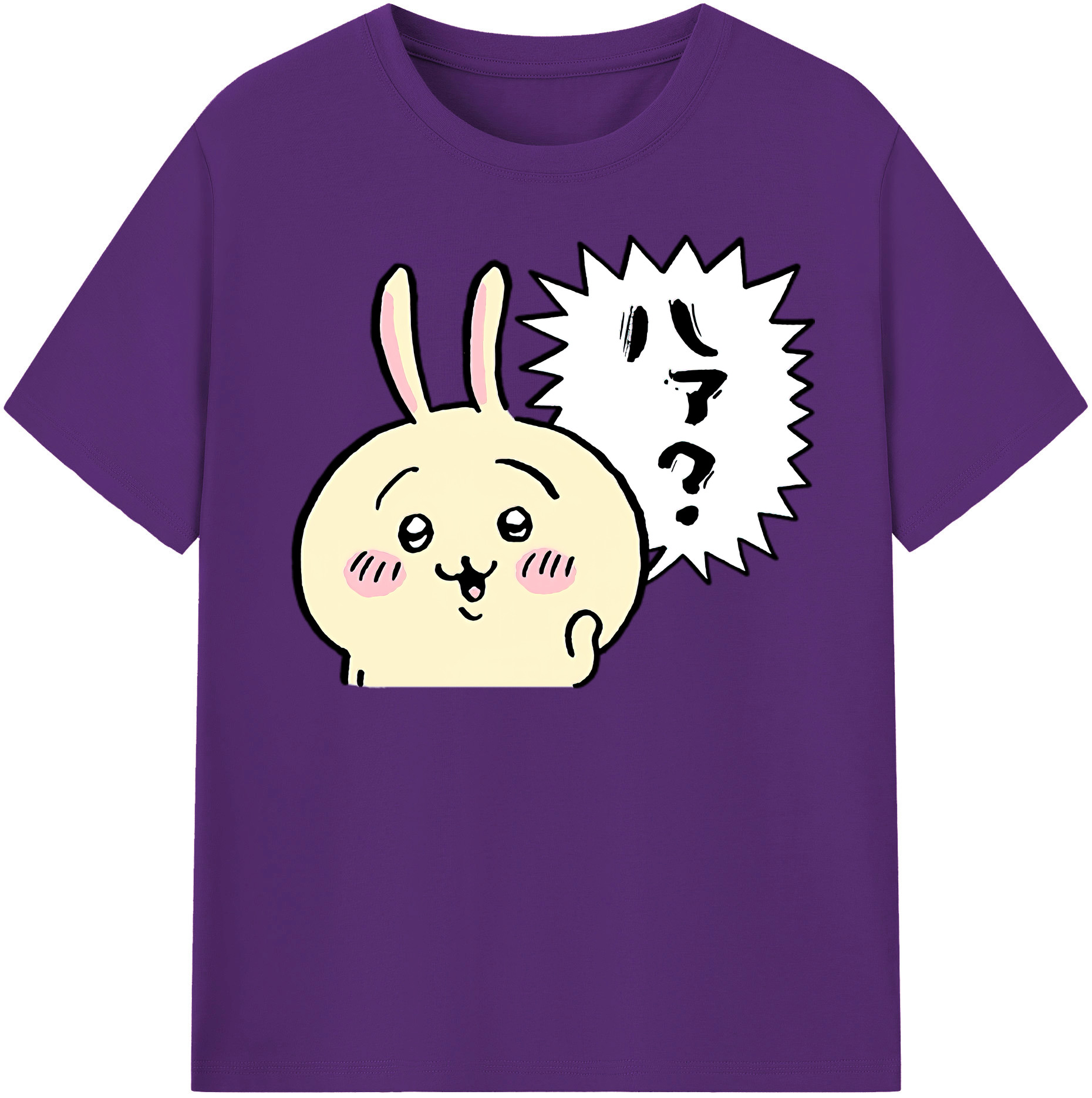 （画像用） ちいかわ うさぎ Chii-kawa usagi 綿100％半袖Tシャツ（フロントプリント）