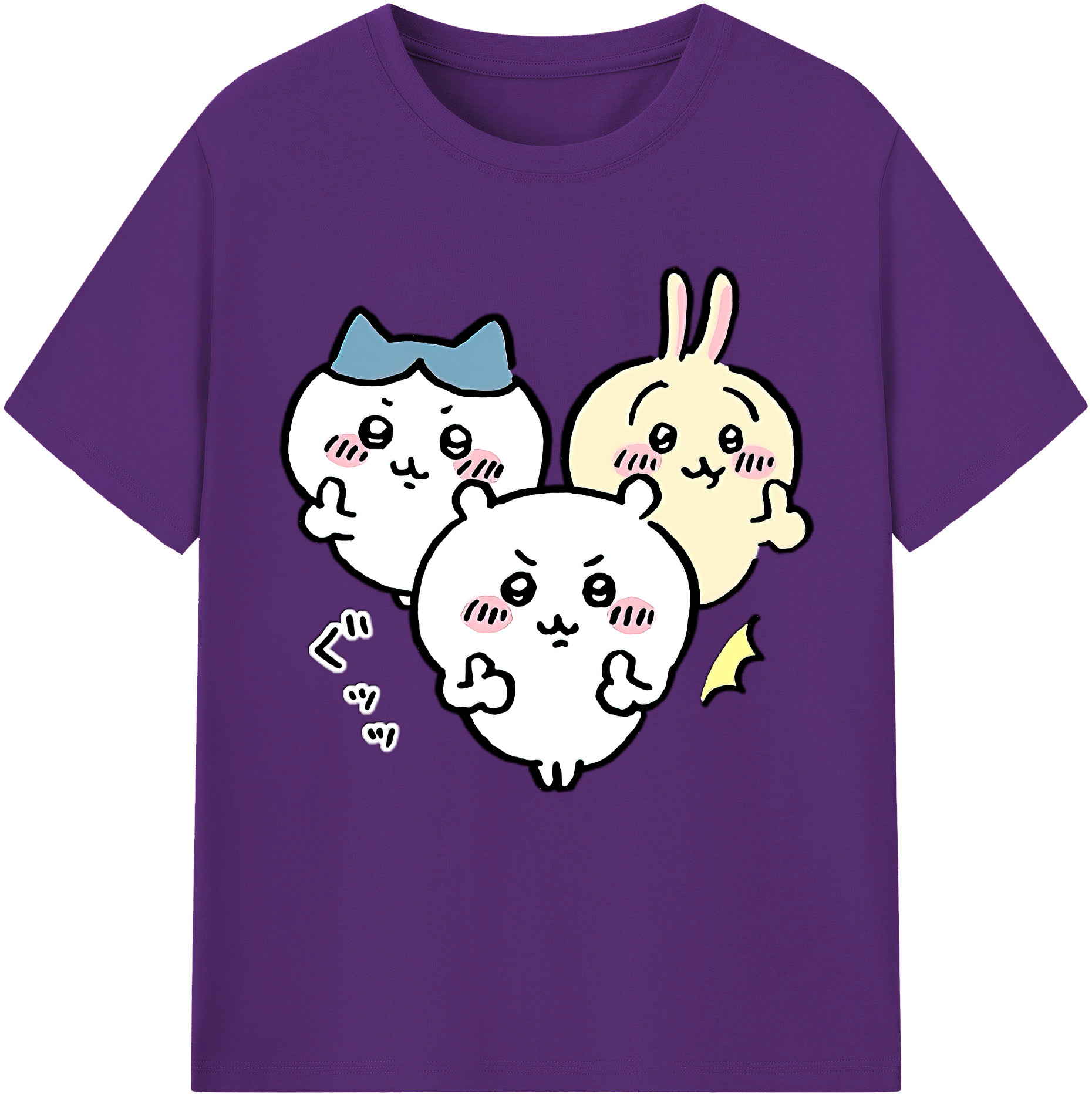 （画像用） ちいかわ うさぎ Chii-kawa usagi 綿100％半袖Tシャツ（フロントプリント）