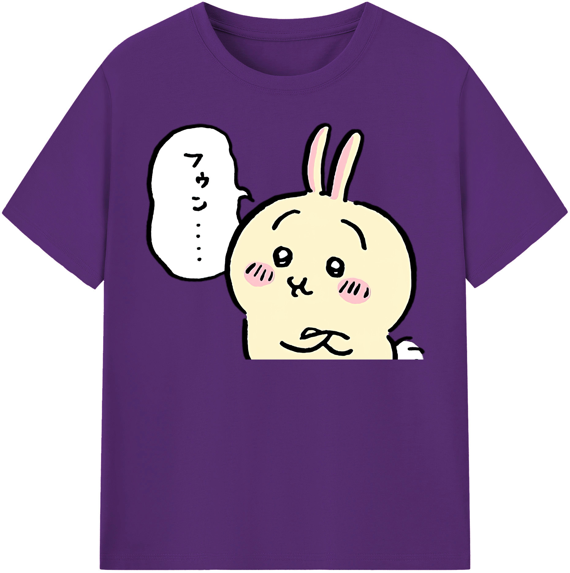 （画像用） ちいかわ うさぎ Chii-kawa usagi 綿100％半袖Tシャツ（フロントプリント）