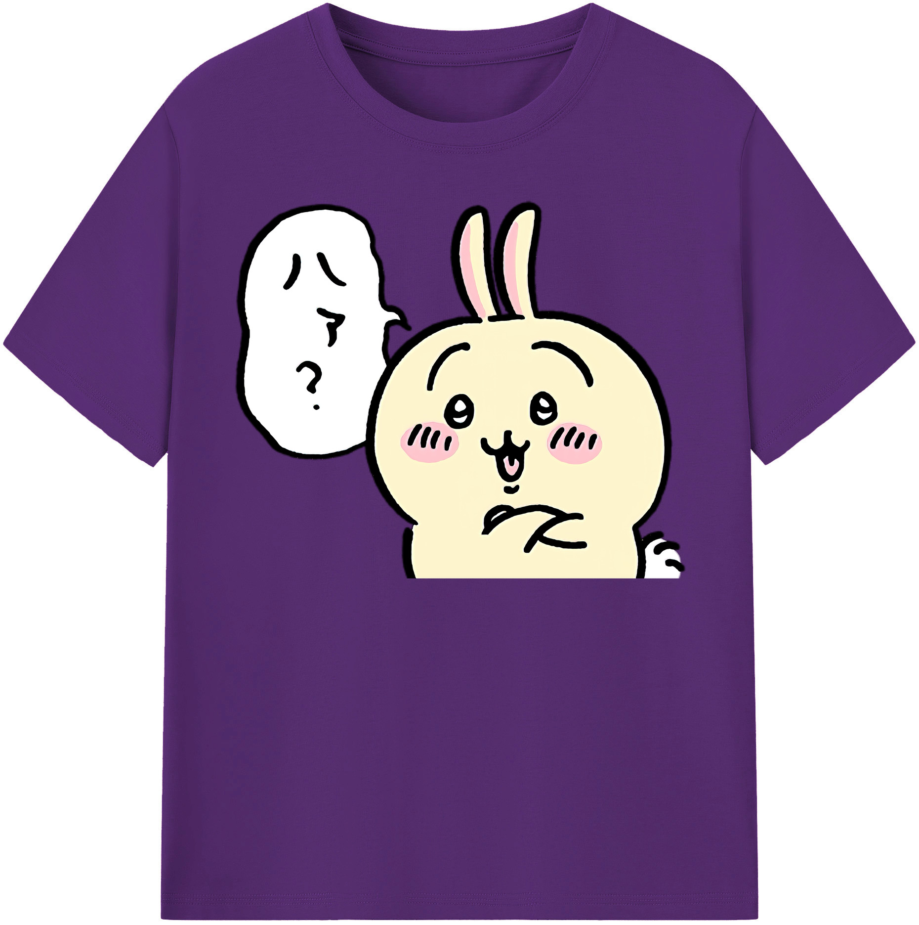 （画像用） ちいかわ うさぎ Chii-kawa usagi 綿100％半袖Tシャツ（フロントプリント）